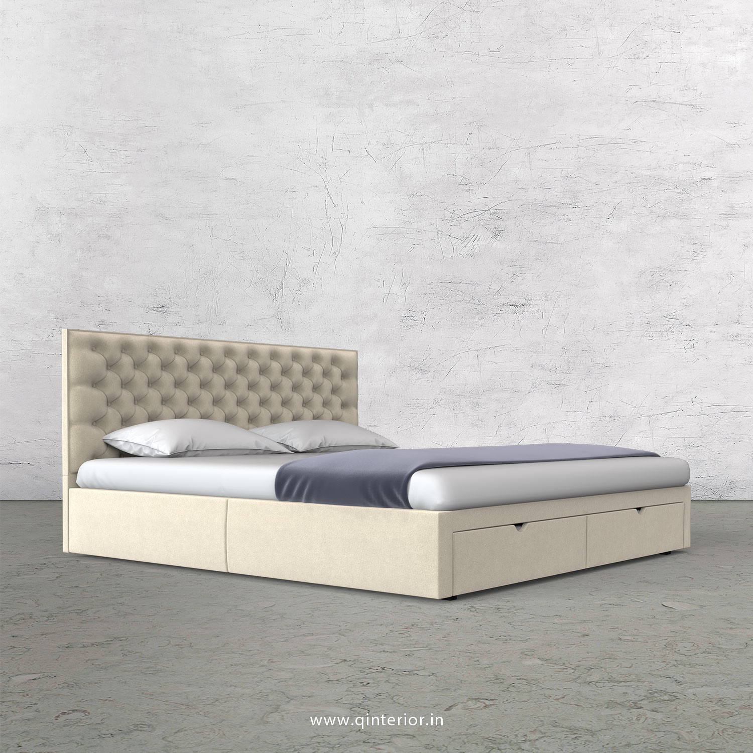 Orion King Size Storage Bed in Velvet Fabric - KBD001 VL01