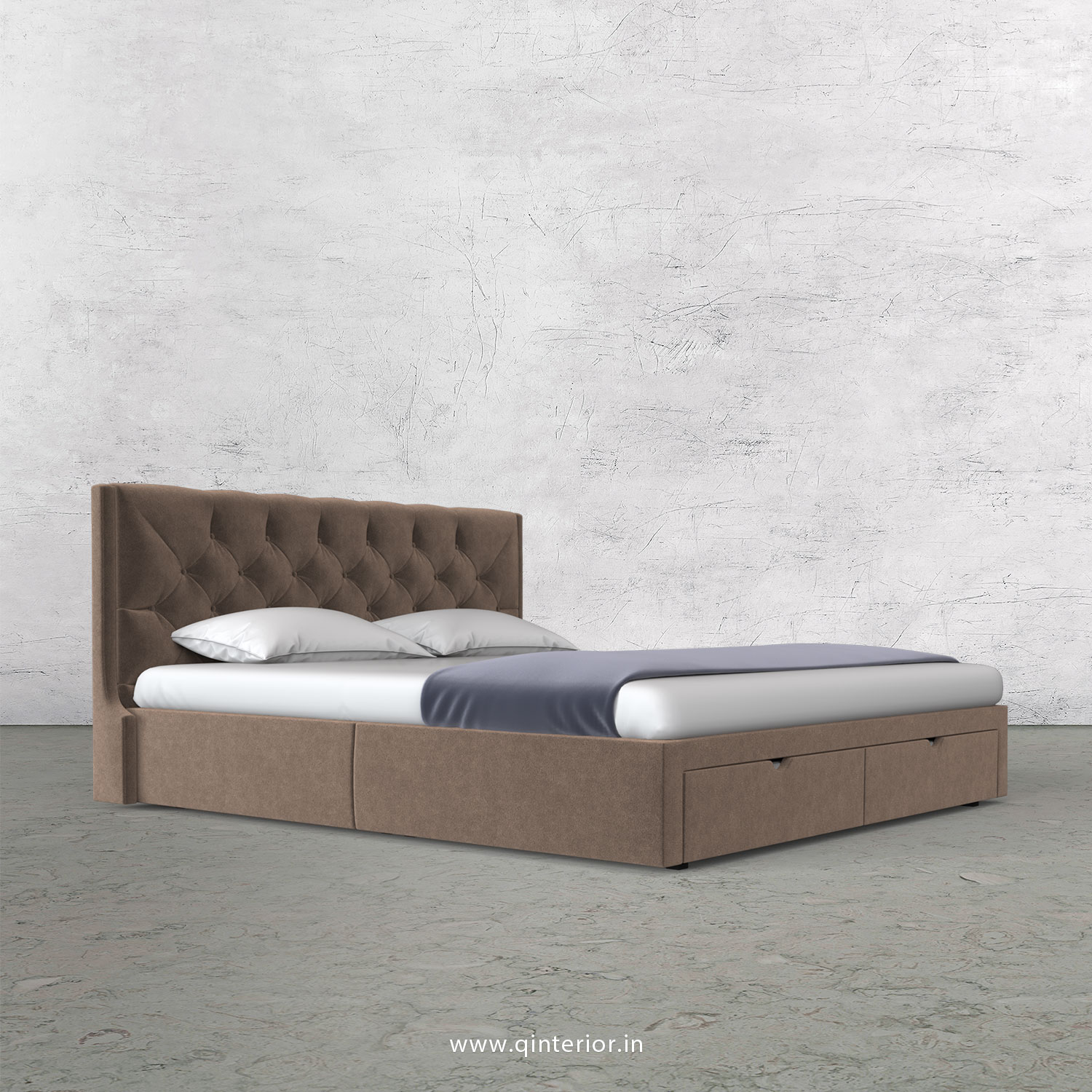 Scorpius Queen Storage Bed in Velvet Fabric - QBD001 VL02