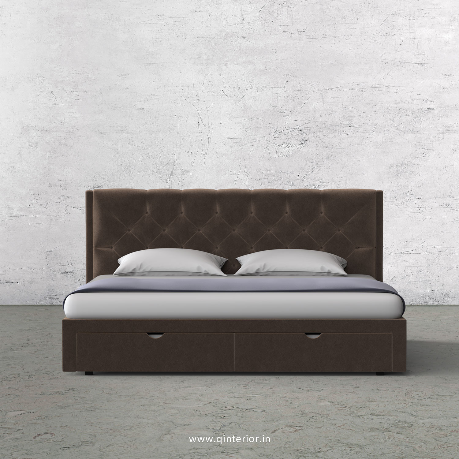Scorpius King Size Storage Bed in Velvet Fabric - KBD001 VL02