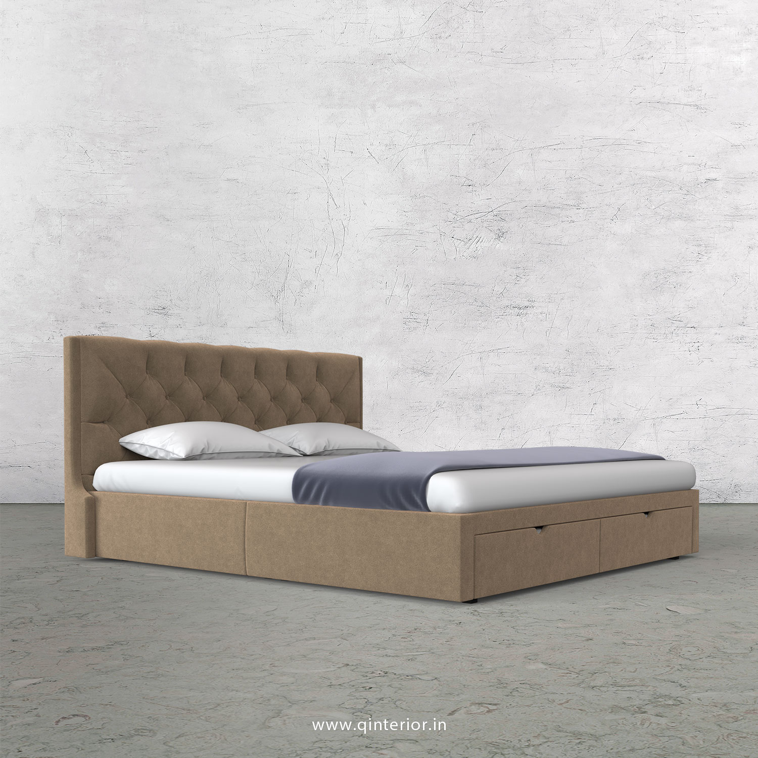 Scorpius Queen Storage Bed in Velvet Fabric - QBD001 VL03