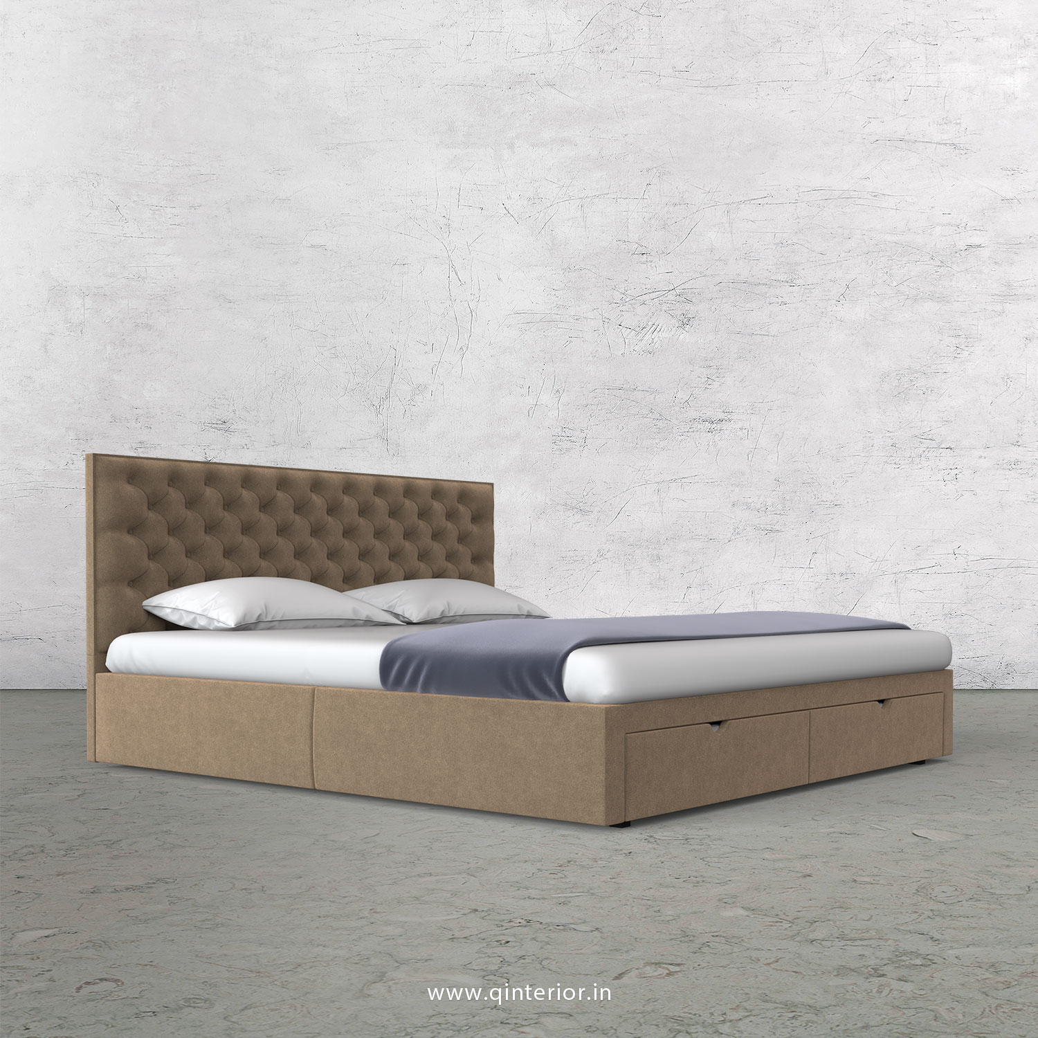 Orion King Size Storage Bed in Velvet Fabric - KBD001 VL03