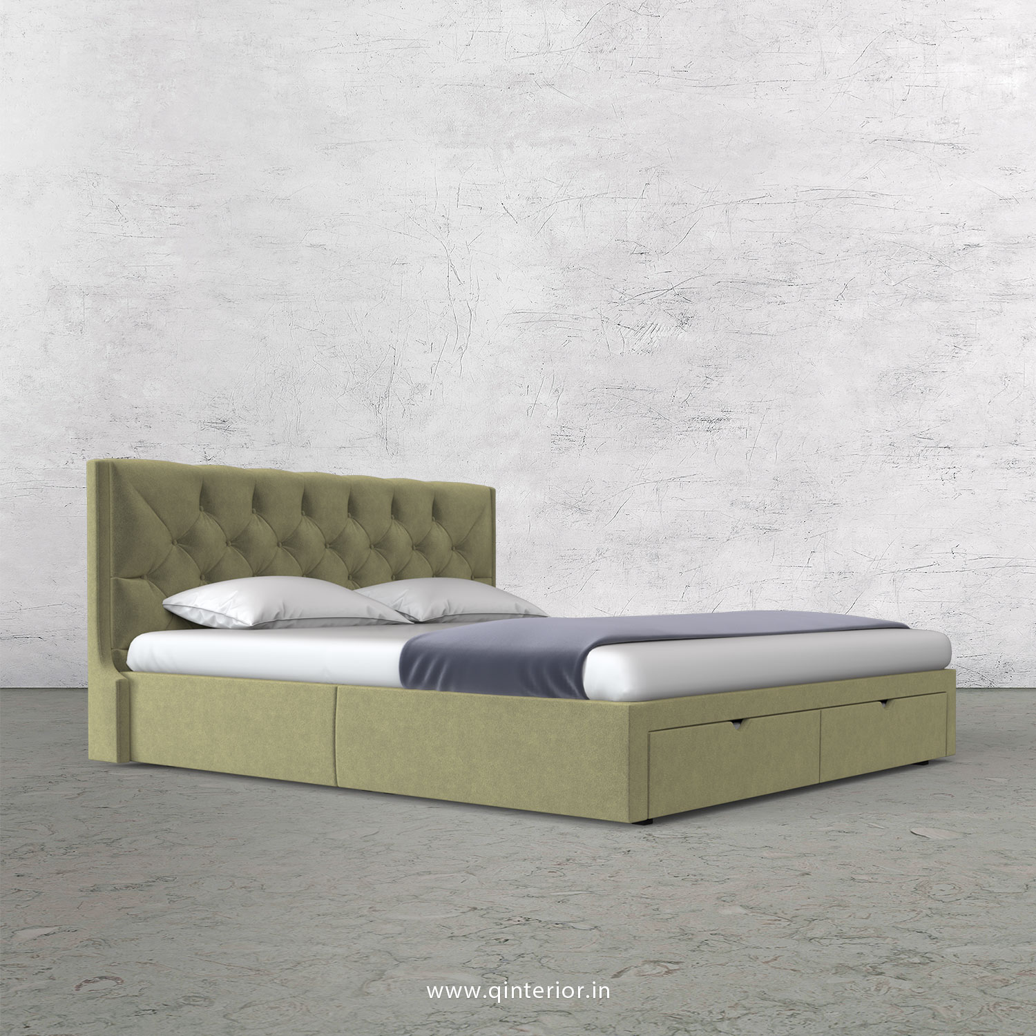 Scorpius King Size Storage Bed in Velvet Fabric - KBD001 VL04