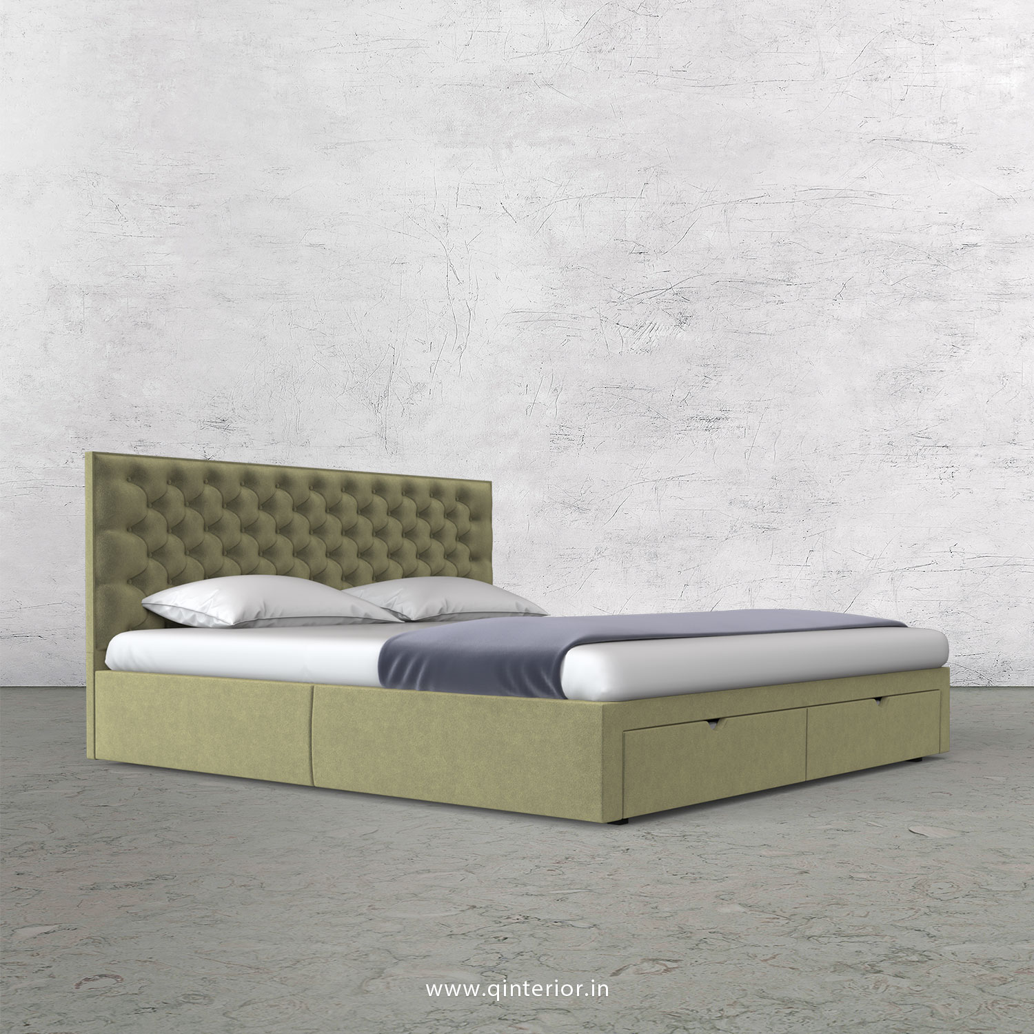Orion King Size Storage Bed in Velvet Fabric - KBD001 VL04