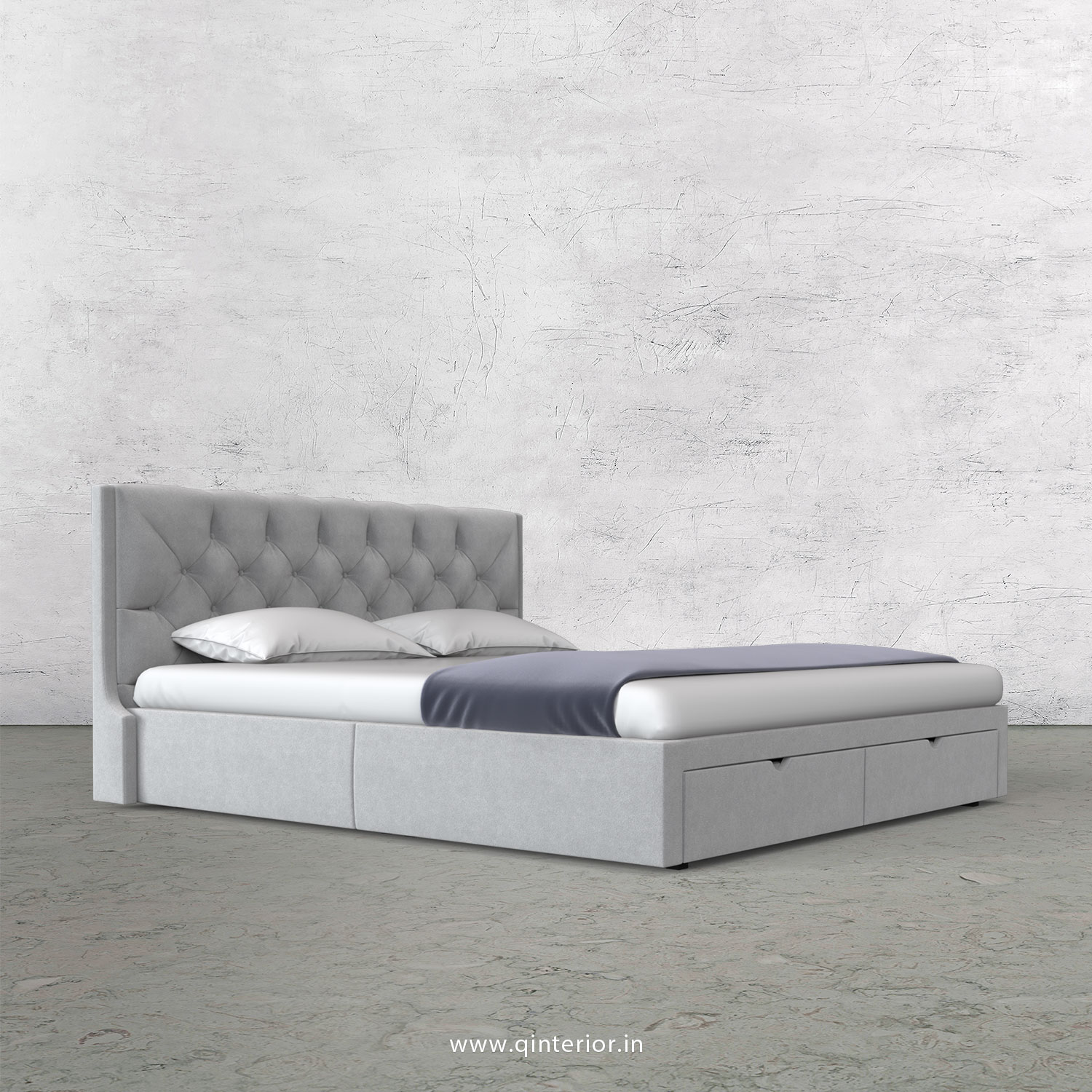 Scorpius King Size Storage Bed in Velvet Fabric - KBD001 VL06