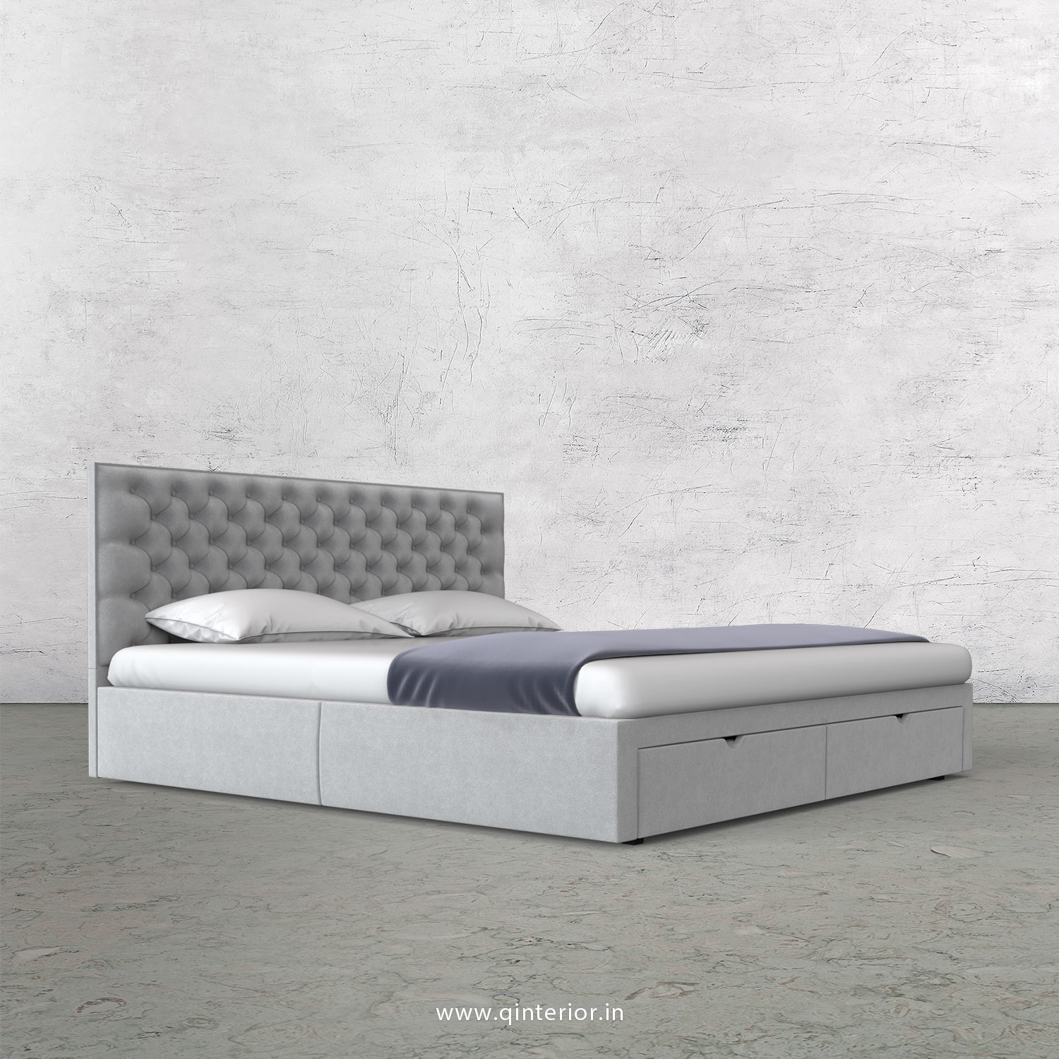 Orion King Size Storage Bed in Velvet Fabric - KBD001 VL06