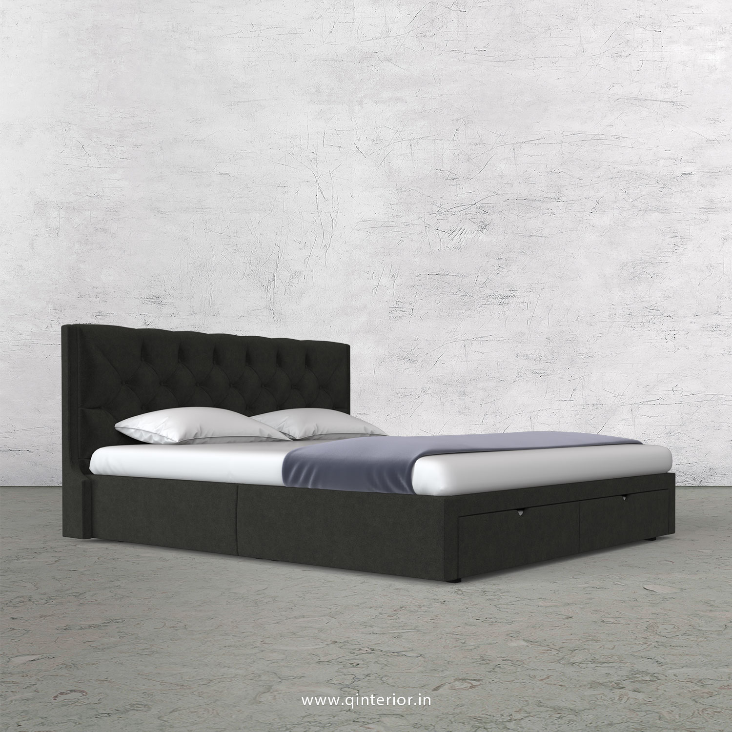 Scorpius King Size Storage Bed in Velvet Fabric - KBD001 VL07
