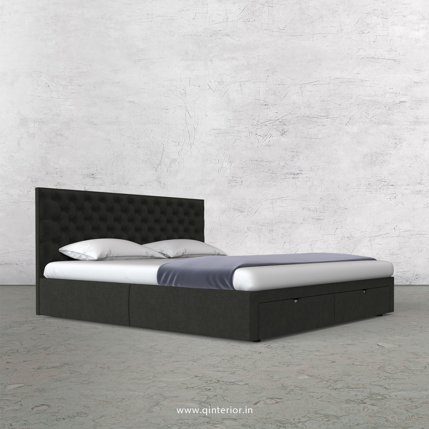 Orion King Size Storage Bed in Velvet Fabric - KBD001 VL07