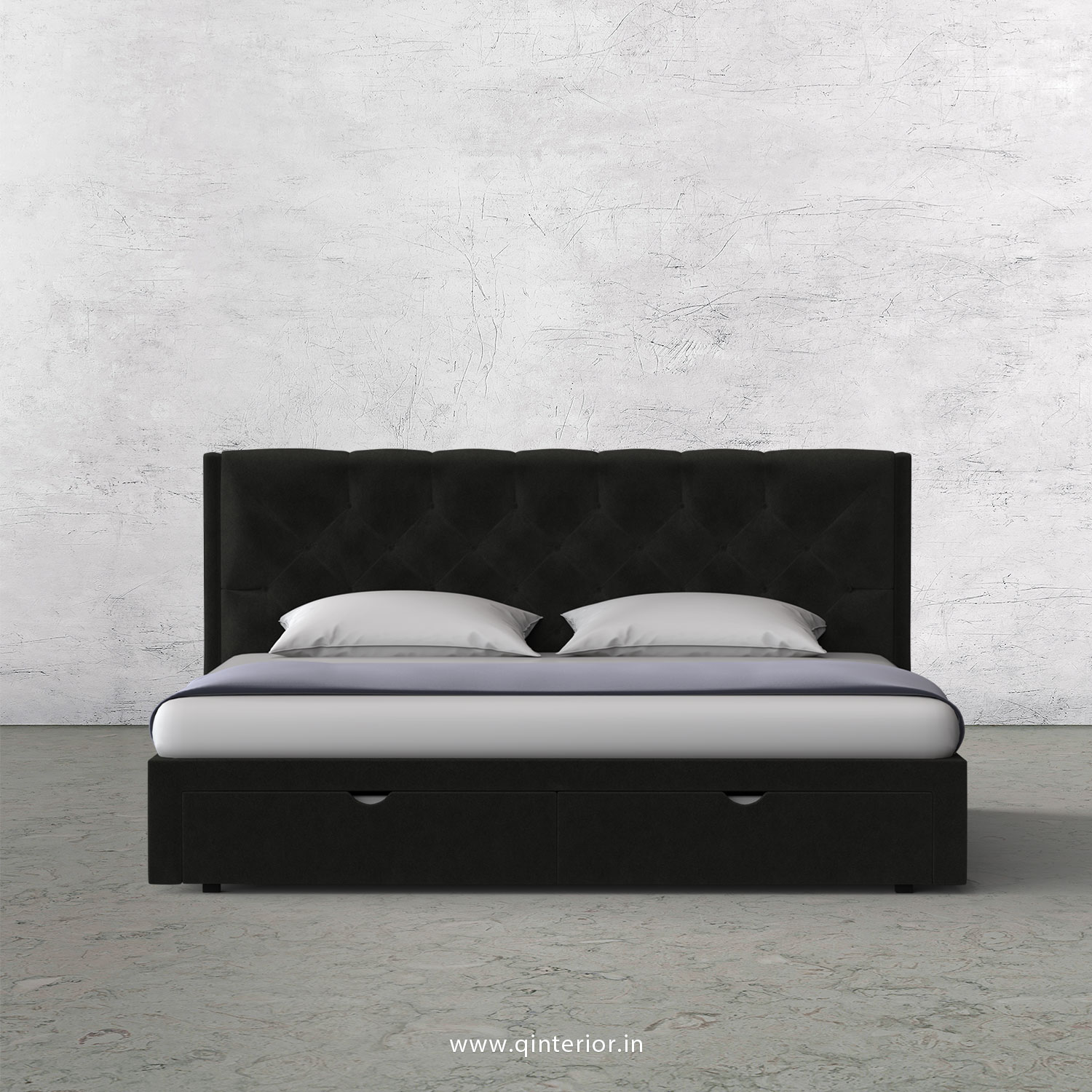 Scorpius King Size Storage Bed in Velvet Fabric - KBD001 VL07