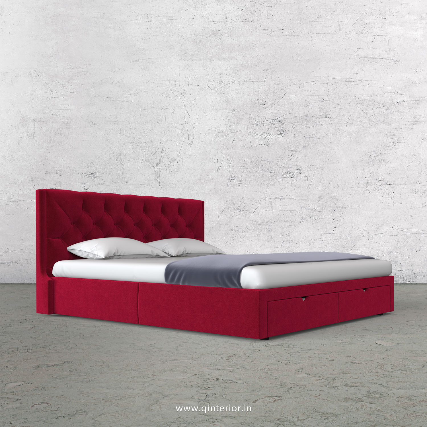Scorpius King Size Storage Bed in Velvet Fabric - KBD001 VL08