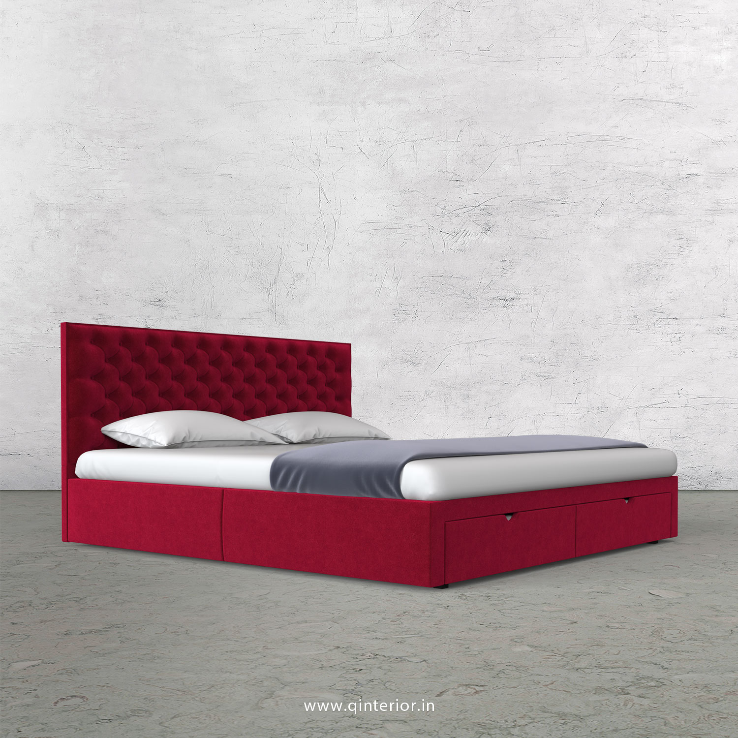 Orion King Size Storage Bed in Velvet Fabric - KBD001 VL08