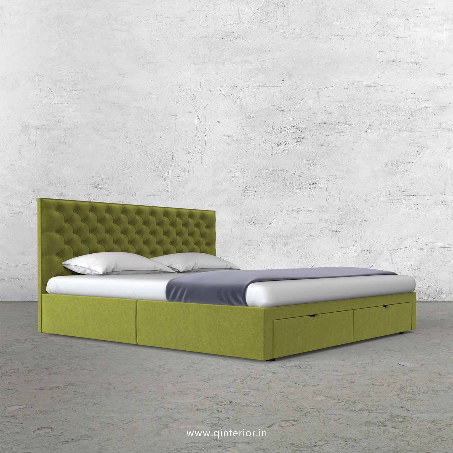 Orion King Size Storage Bed in Velvet Fabric - KBD001 VL10