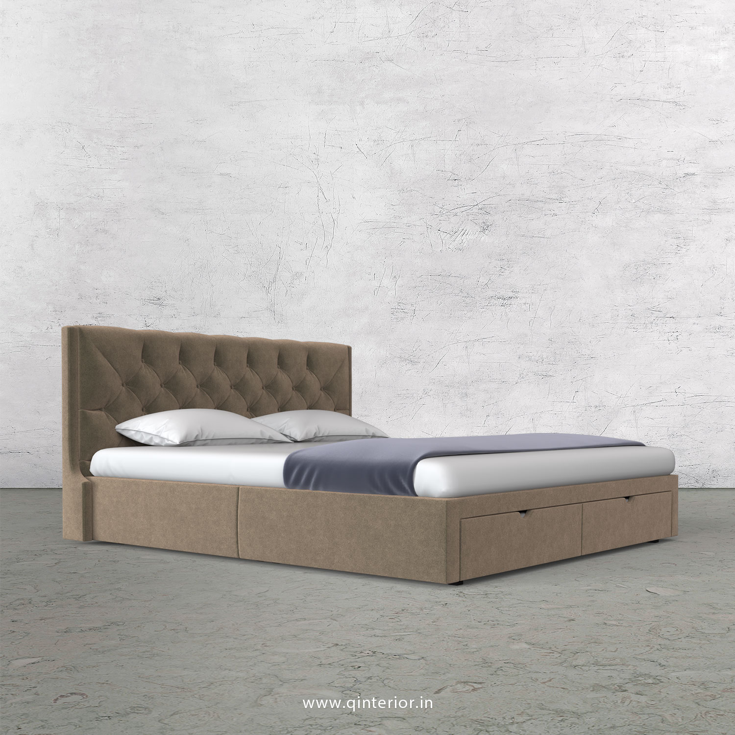 Scorpius Queen Storage Bed in Velvet Fabric - QBD001 VL11