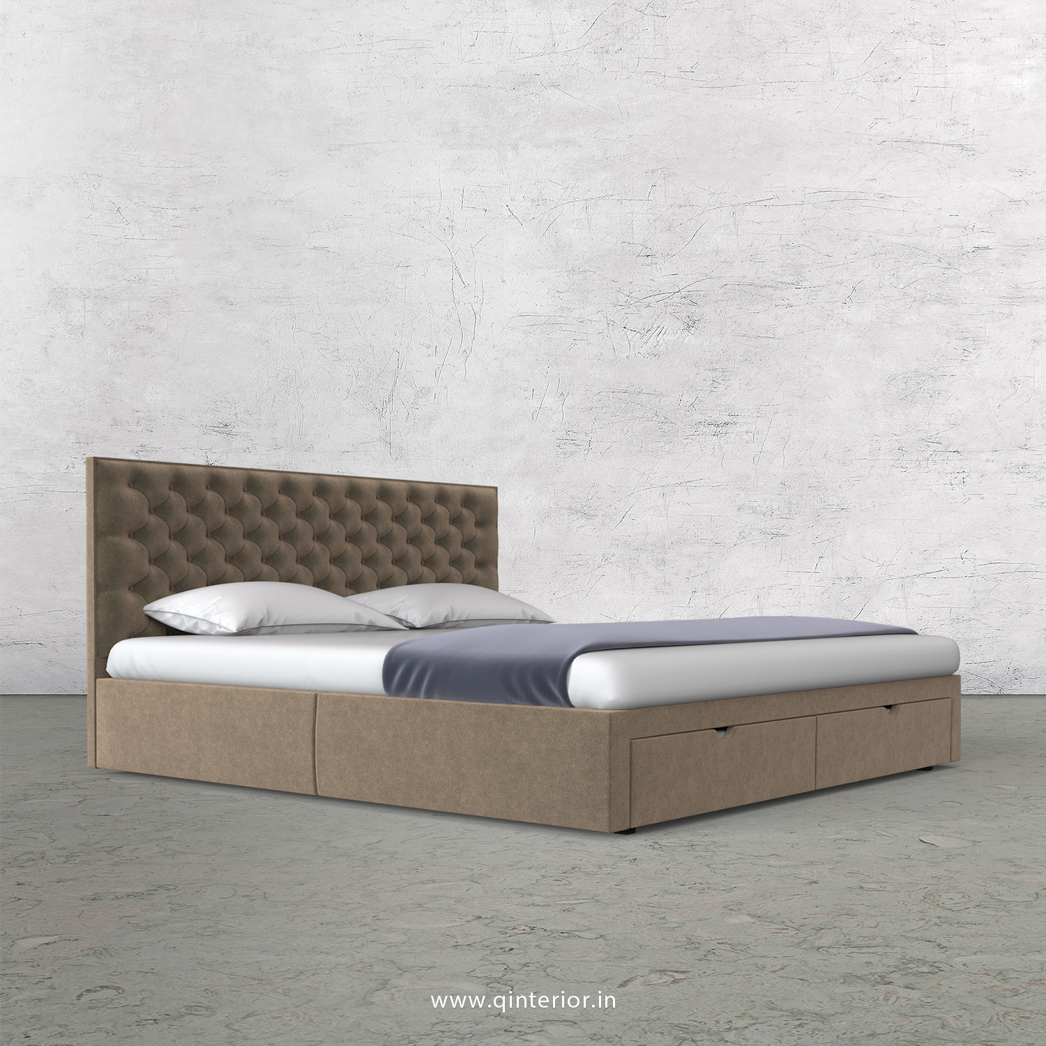Orion King Size Storage Bed in Velvet Fabric - KBD001 VL11