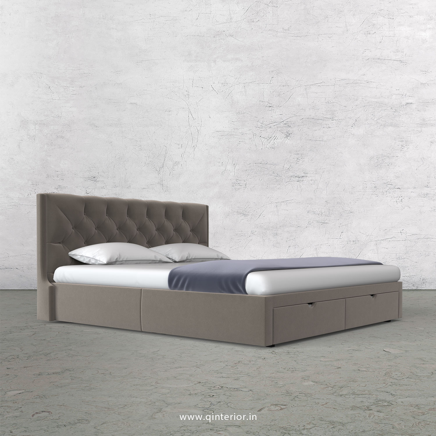 Scorpius King Size Storage Bed in Velvet Fabric - KBD001 VL12