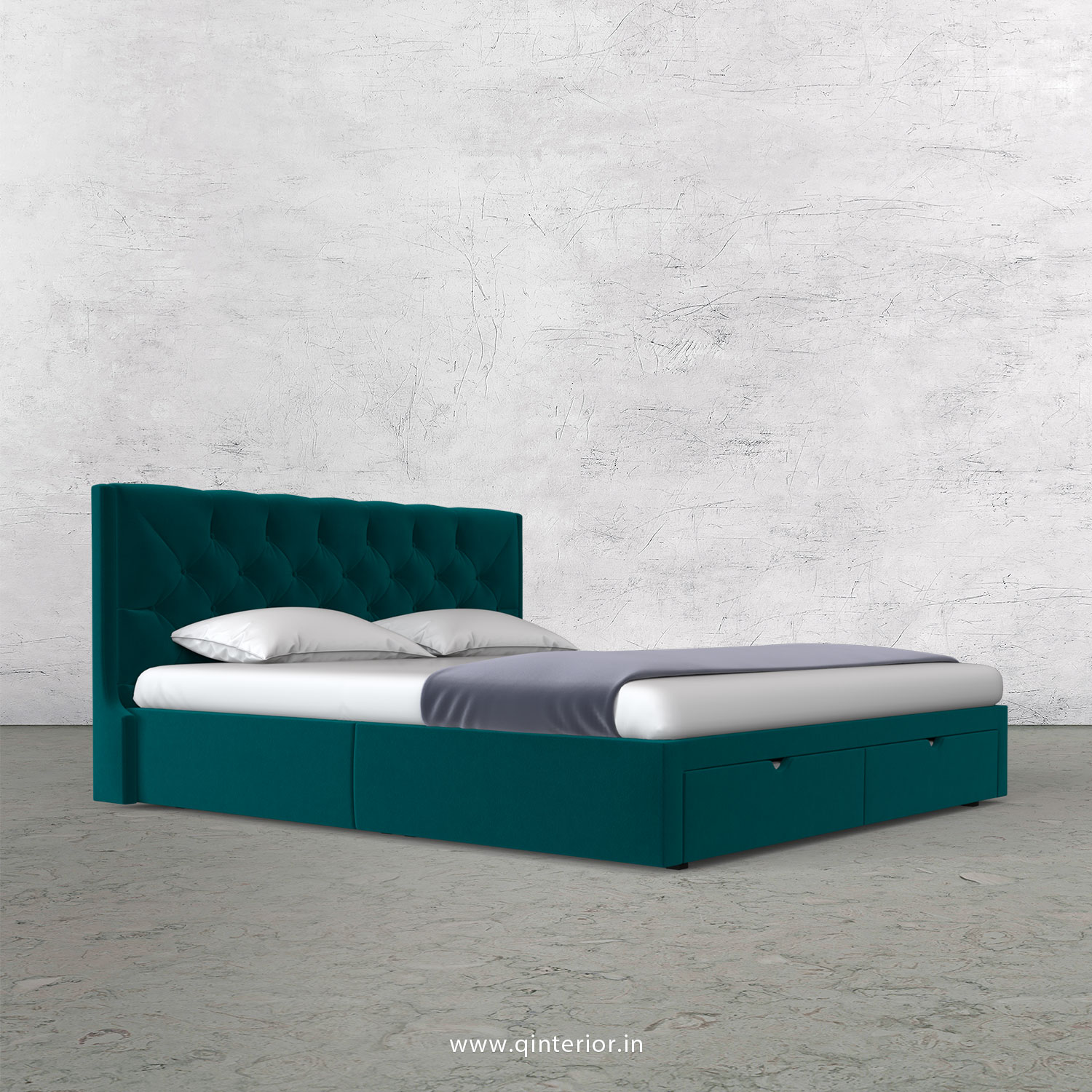 Scorpius King Size Storage Bed in Velvet Fabric - KBD001 VL13