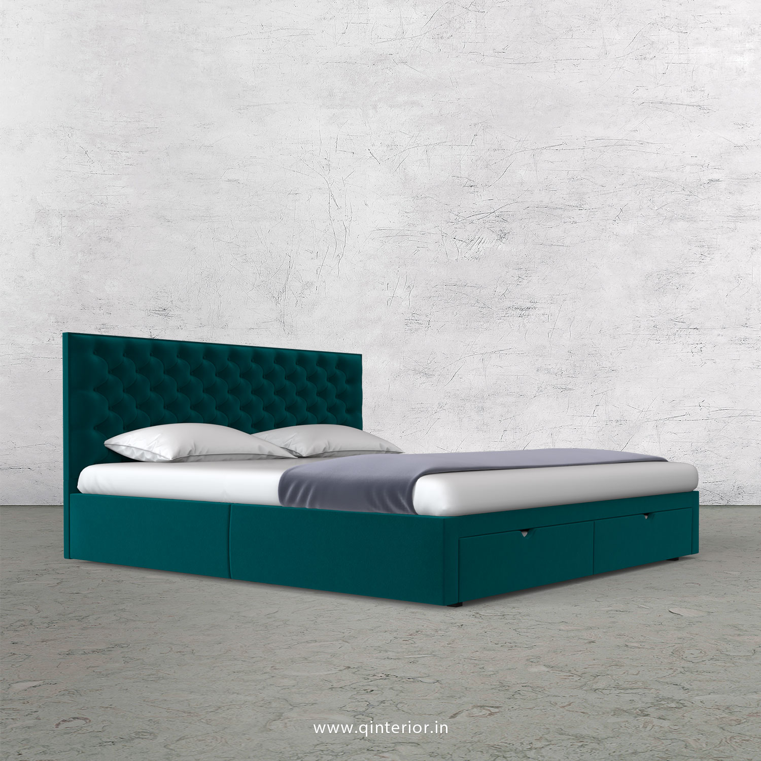 Orion King Size Storage Bed in Velvet Fabric - KBD001 VL13