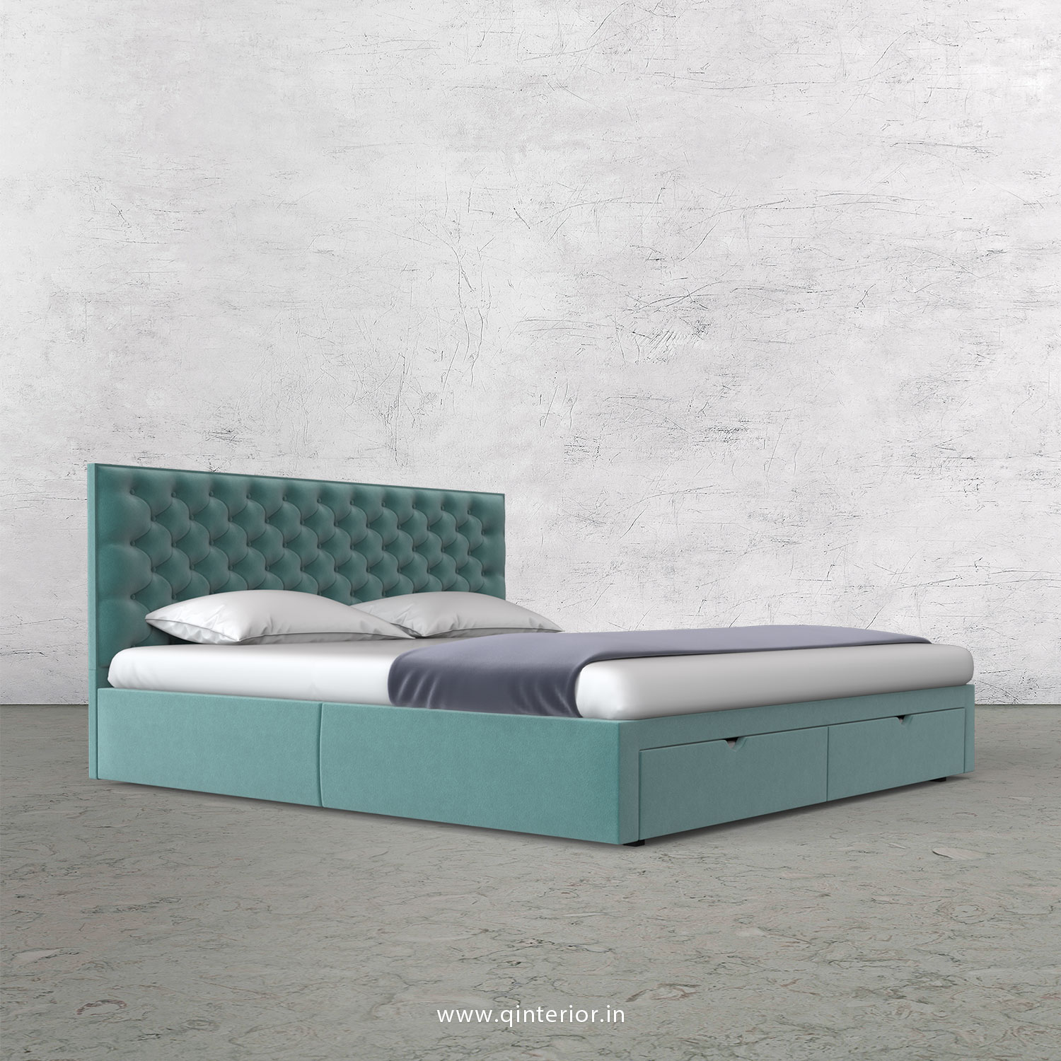 Orion King Size Storage Bed in Velvet Fabric - KBD001 VL14