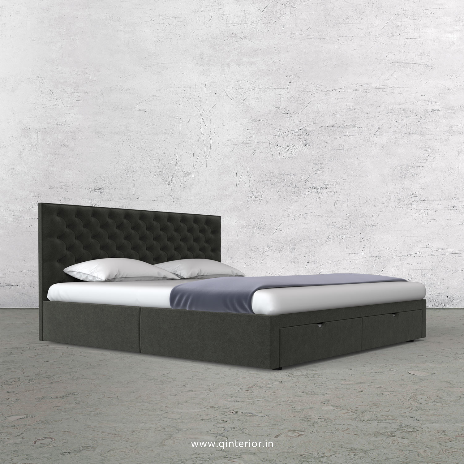 Orion King Size Storage Bed in Velvet Fabric - KBD001 VL15