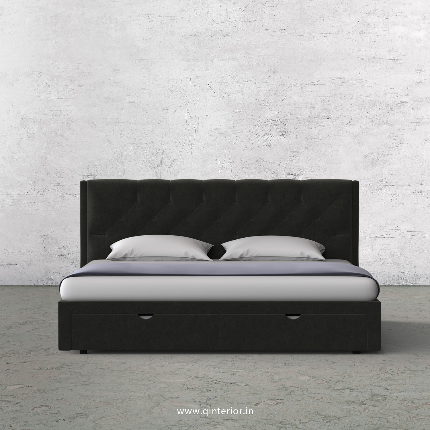 Scorpius King Size Storage Bed in Velvet Fabric - KBD001 VL15