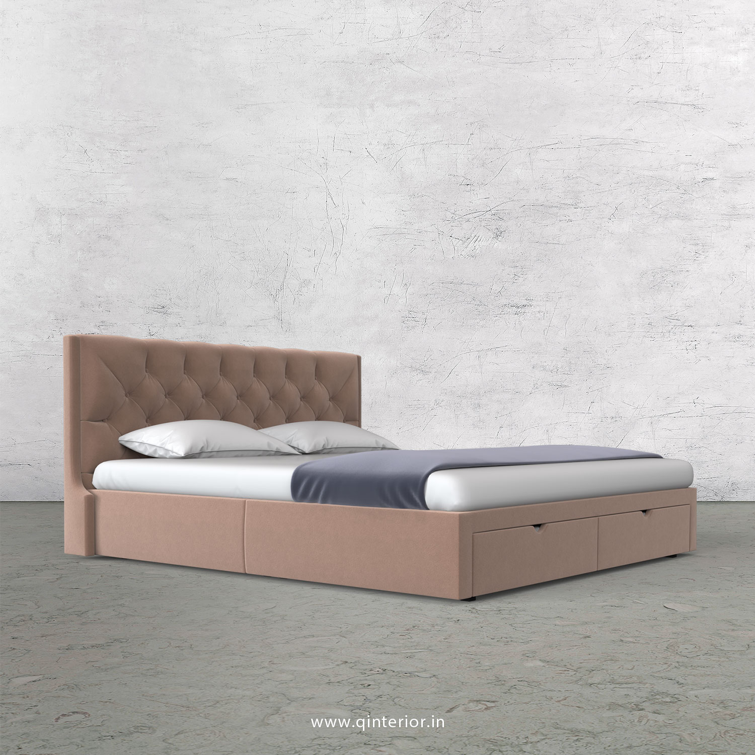Scorpius King Size Storage Bed in Velvet Fabric - KBD001 VL16