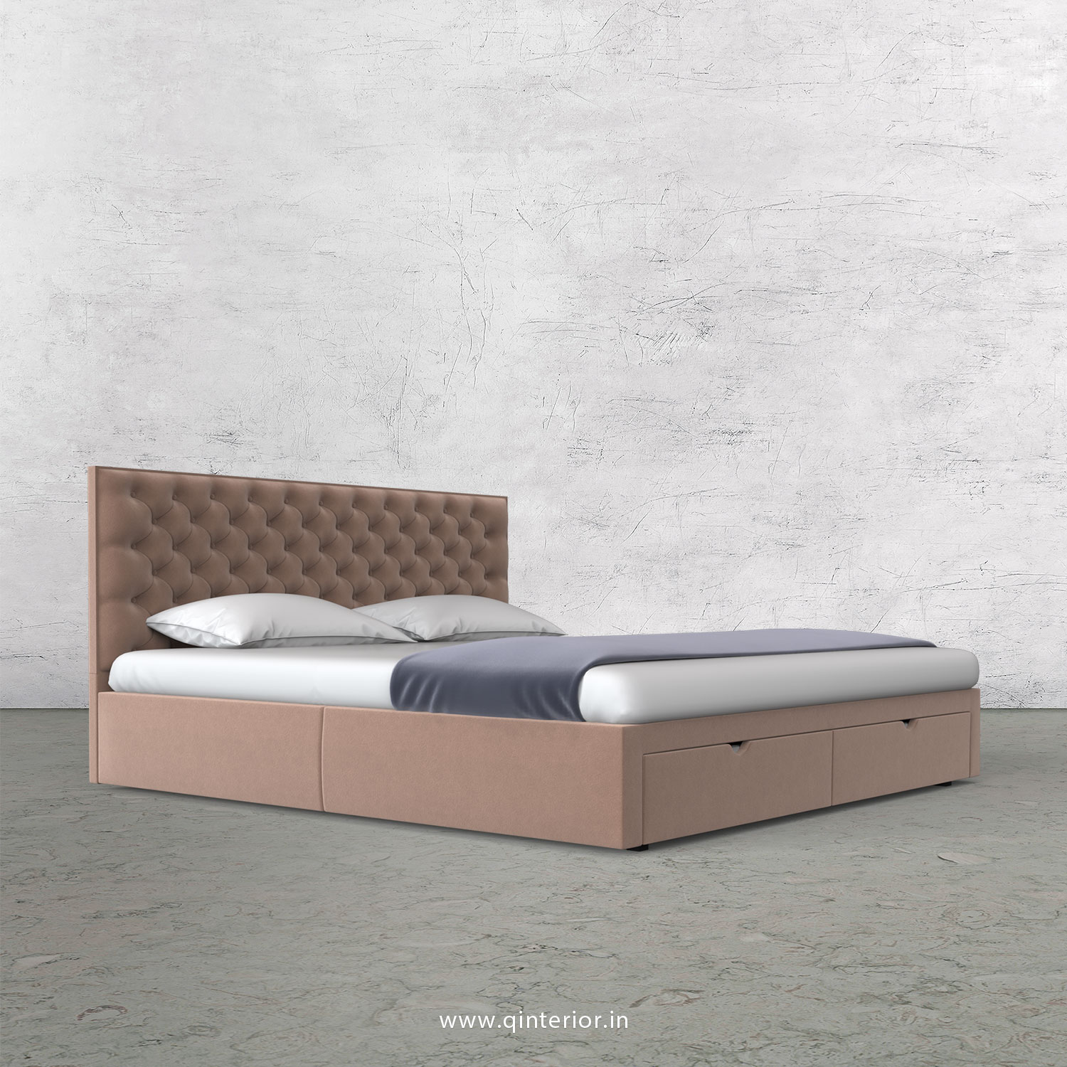 Orion King Size Storage Bed in Velvet Fabric - KBD001 VL16