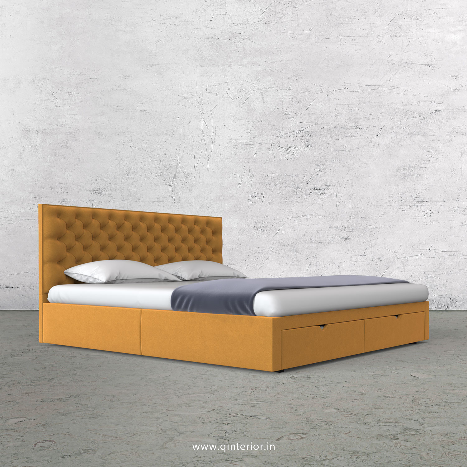 Orion Queen Storage Bed in Velvet Fabric - QBD001 VL18