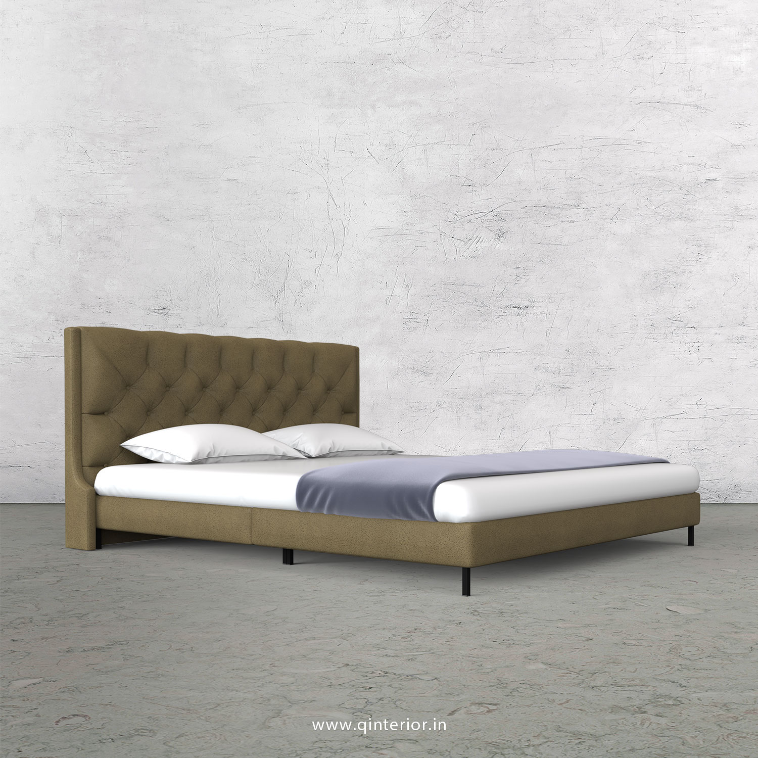 Scorpius Queen Size Bed with Fab Leather Fabric - QBD003 FL01