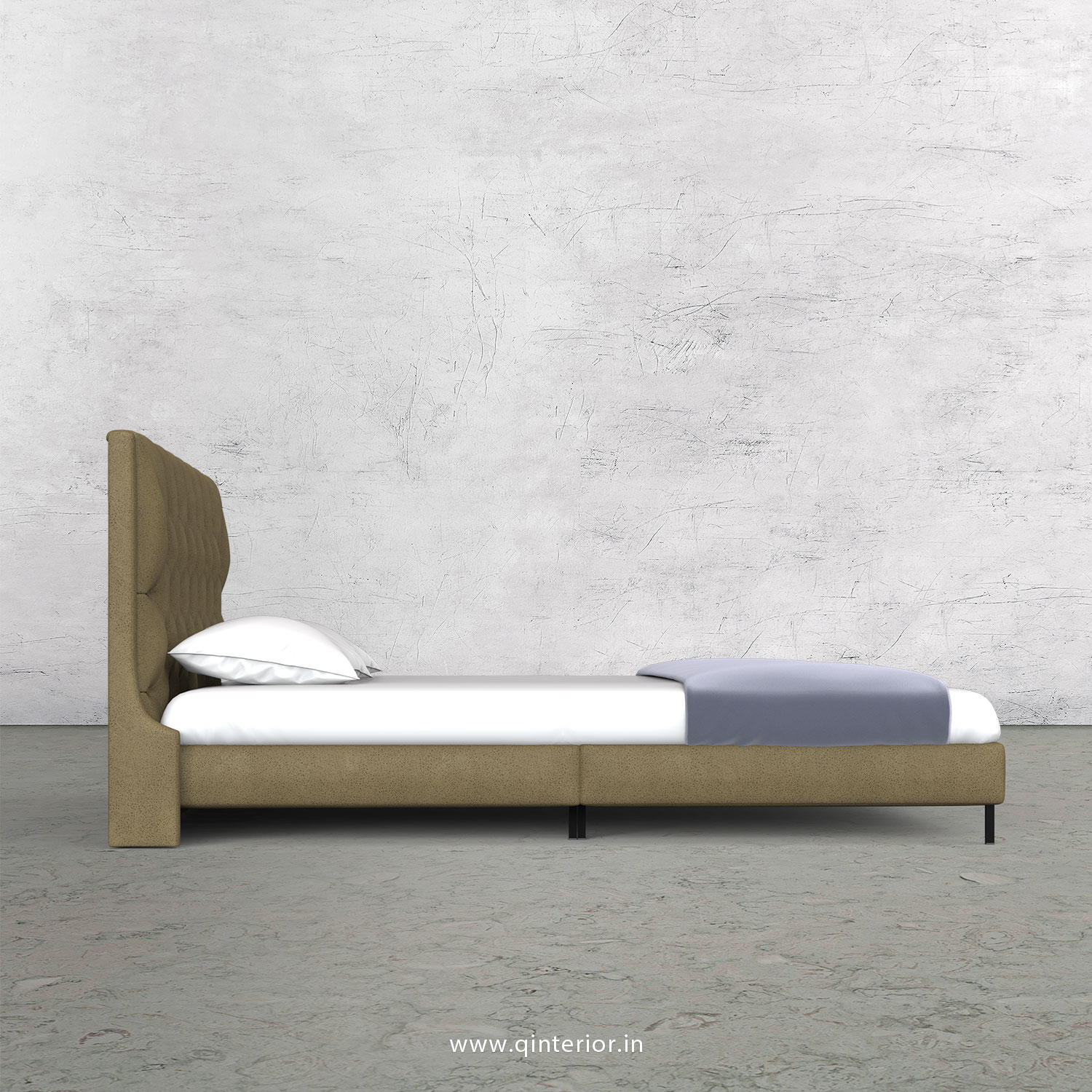 Scorpius King Size Bed in Fab Leather Fabric - KBD003 FL01