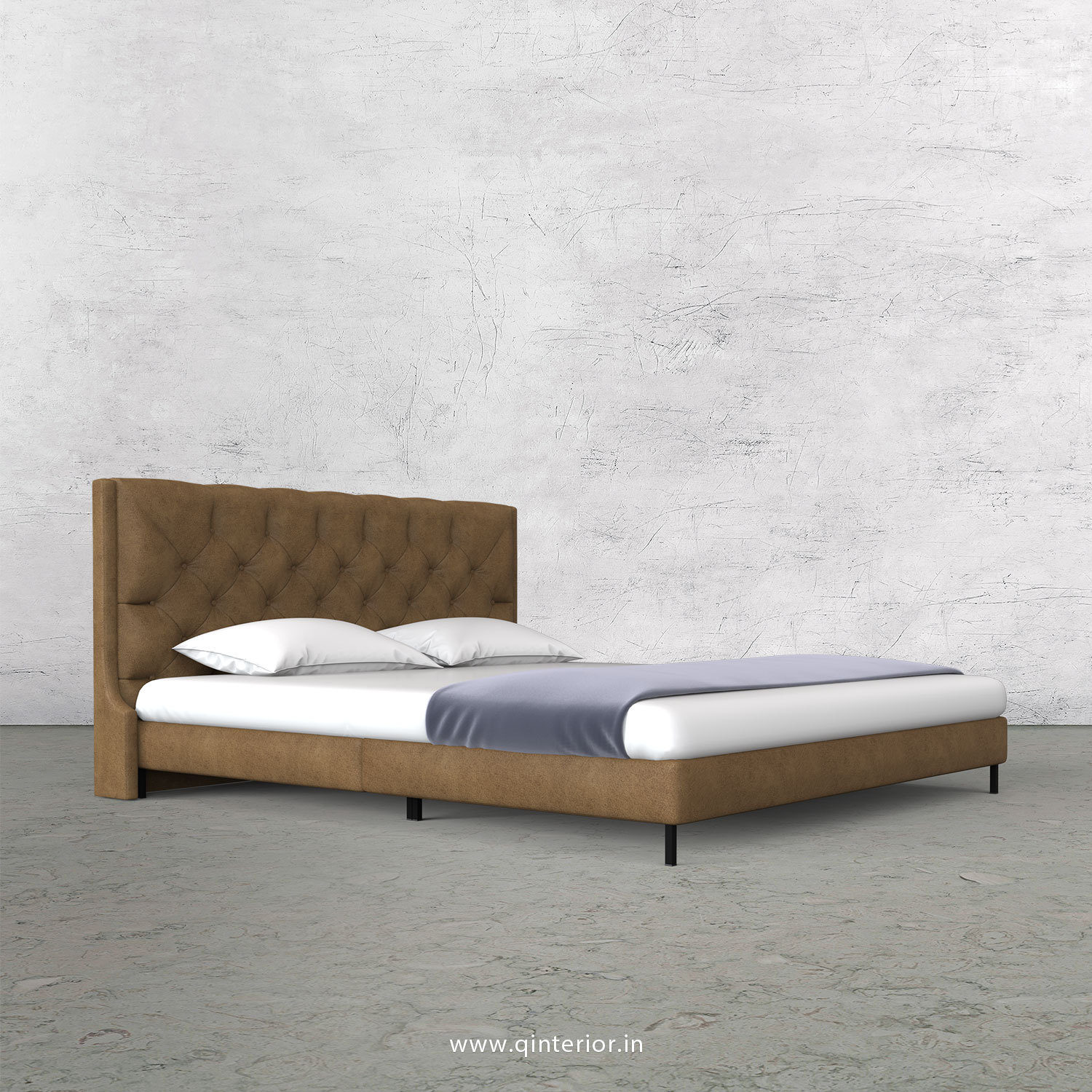 Scorpius Queen Size Bed with Fab Leather Fabric - QBD003 FL02