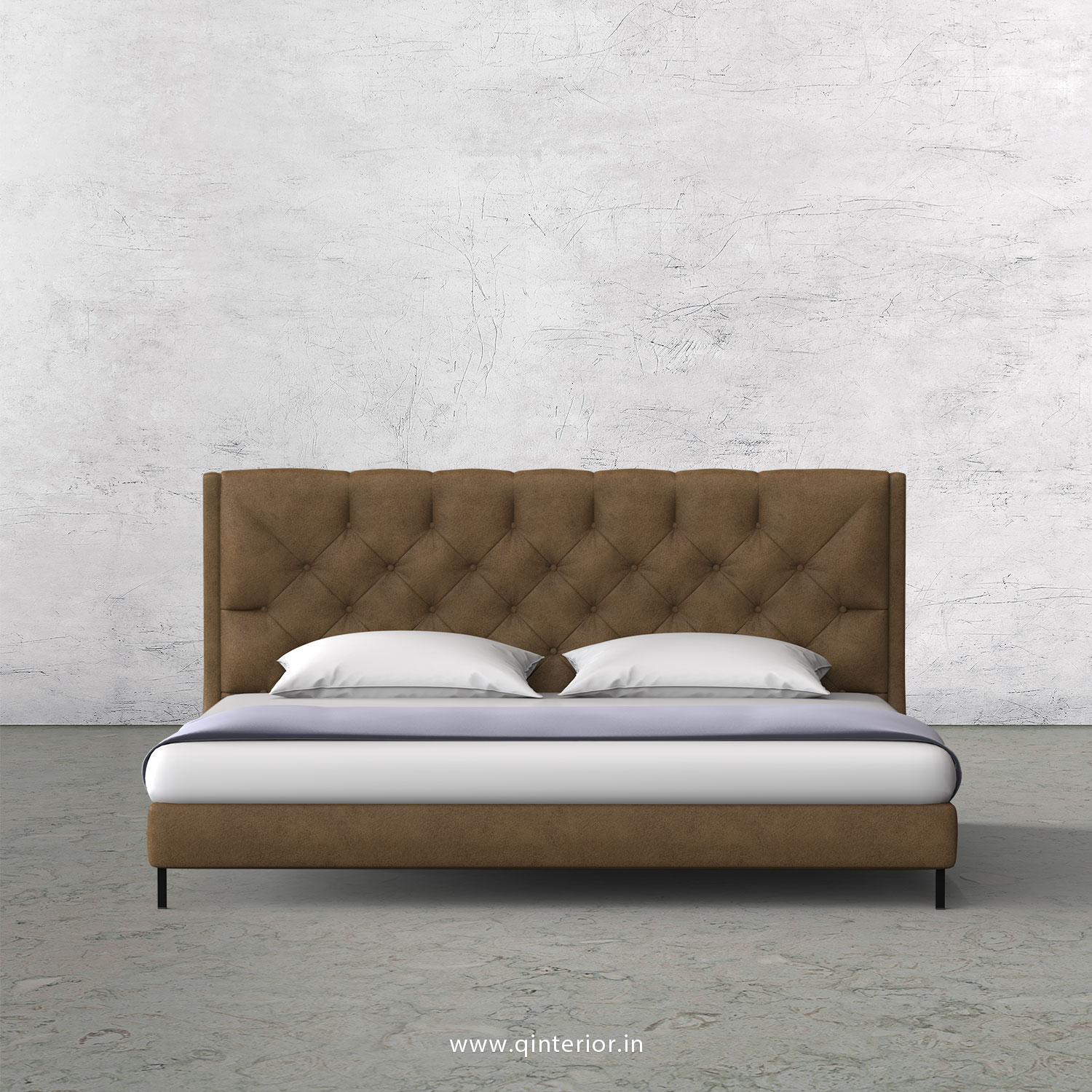 Scorpius Queen Size Bed with Fab Leather Fabric - QBD003 FL02