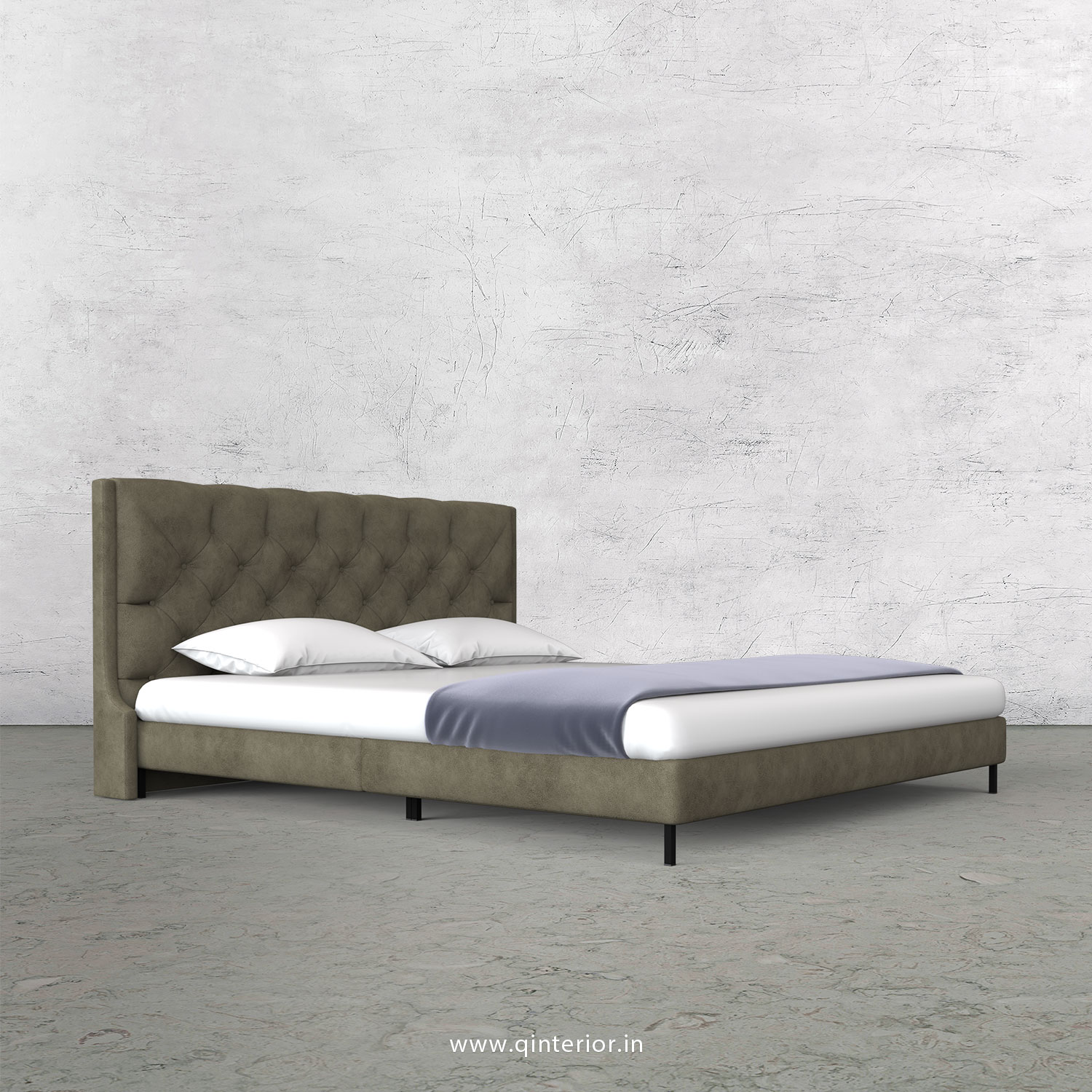 Scorpius Queen Size Bed with Fab Leather Fabric - QBD003 FL03