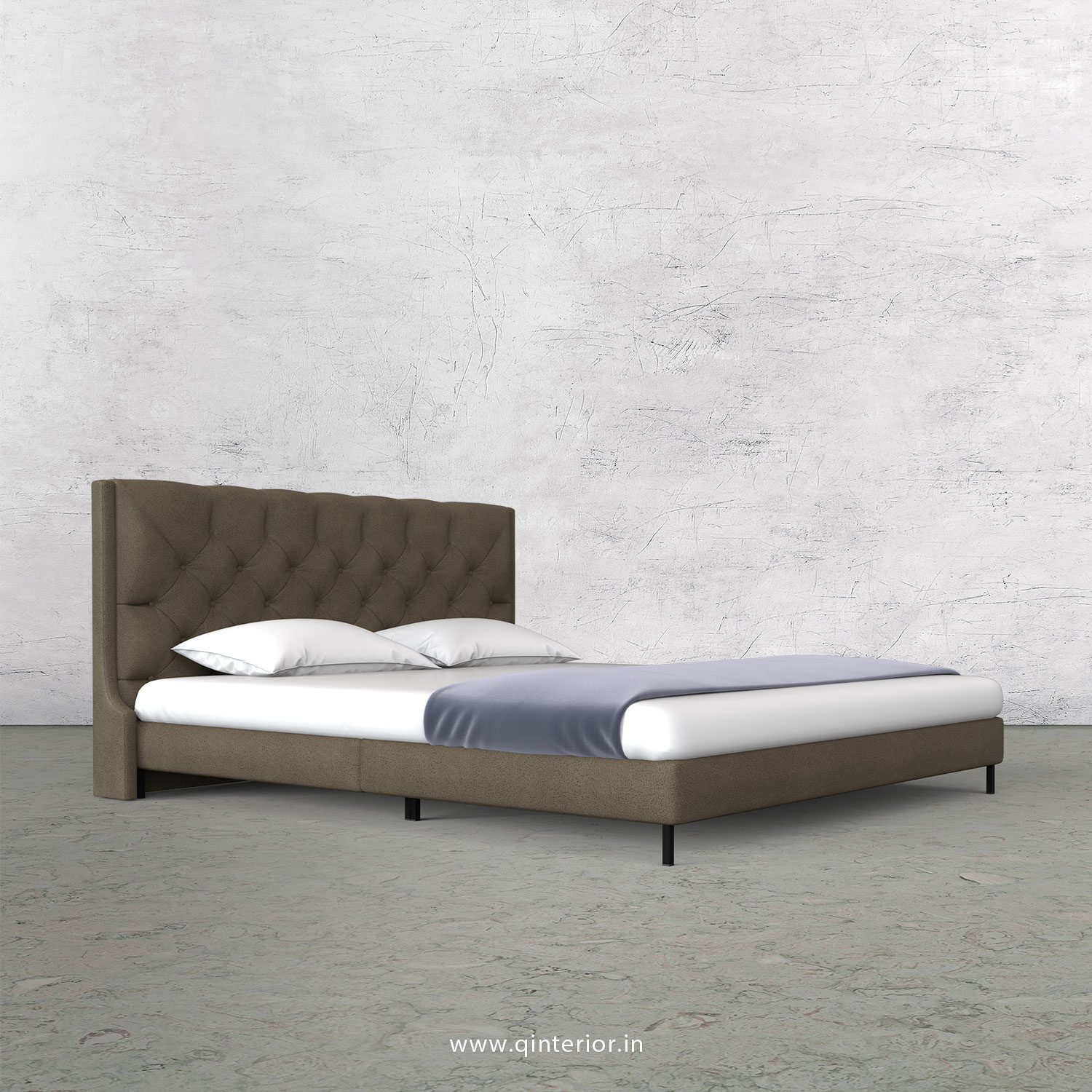 Scorpius Queen Size Bed with Fab Leather Fabric - QBD003 FL06