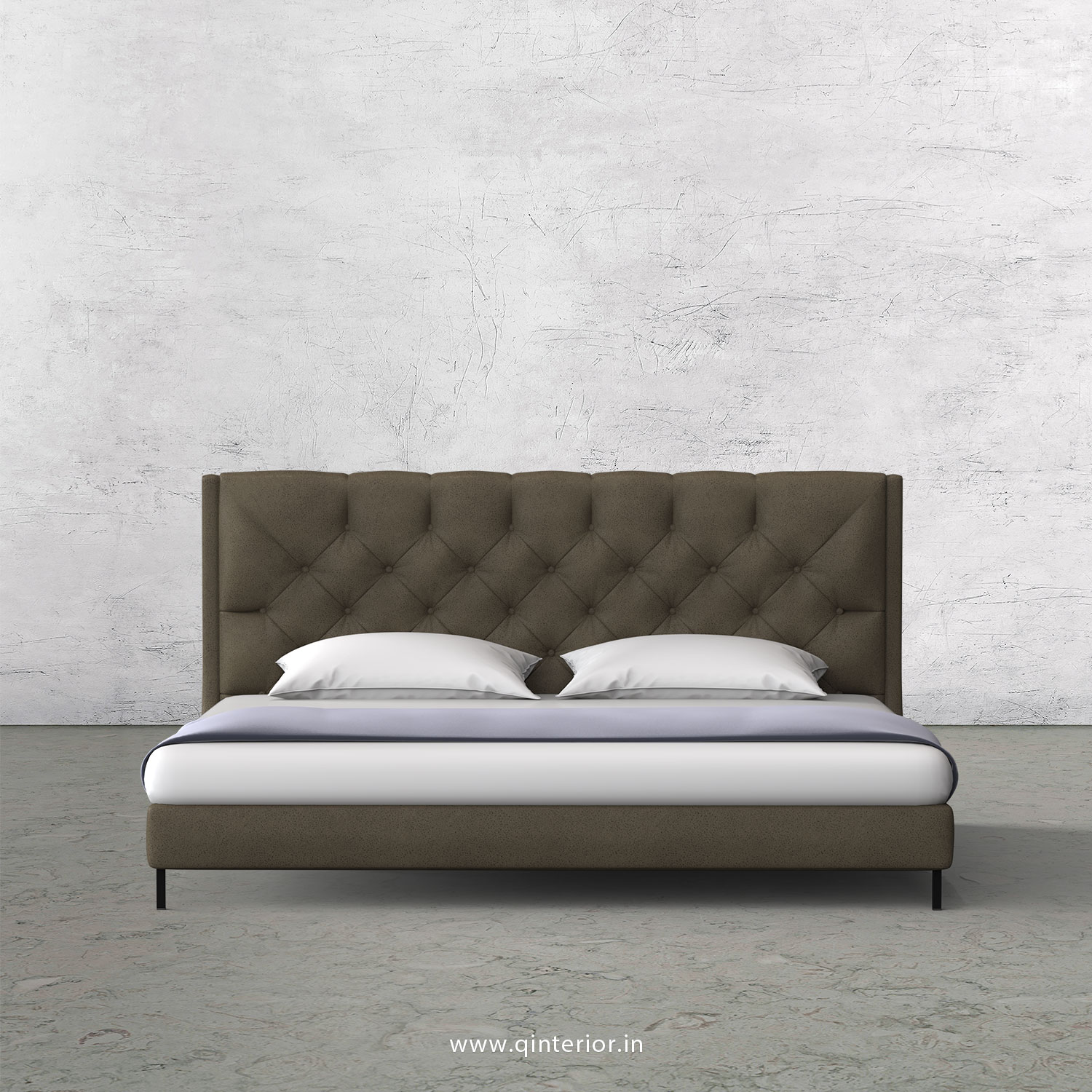 Scorpius King Size Bed in Fab Leather Fabric - KBD003 FL06