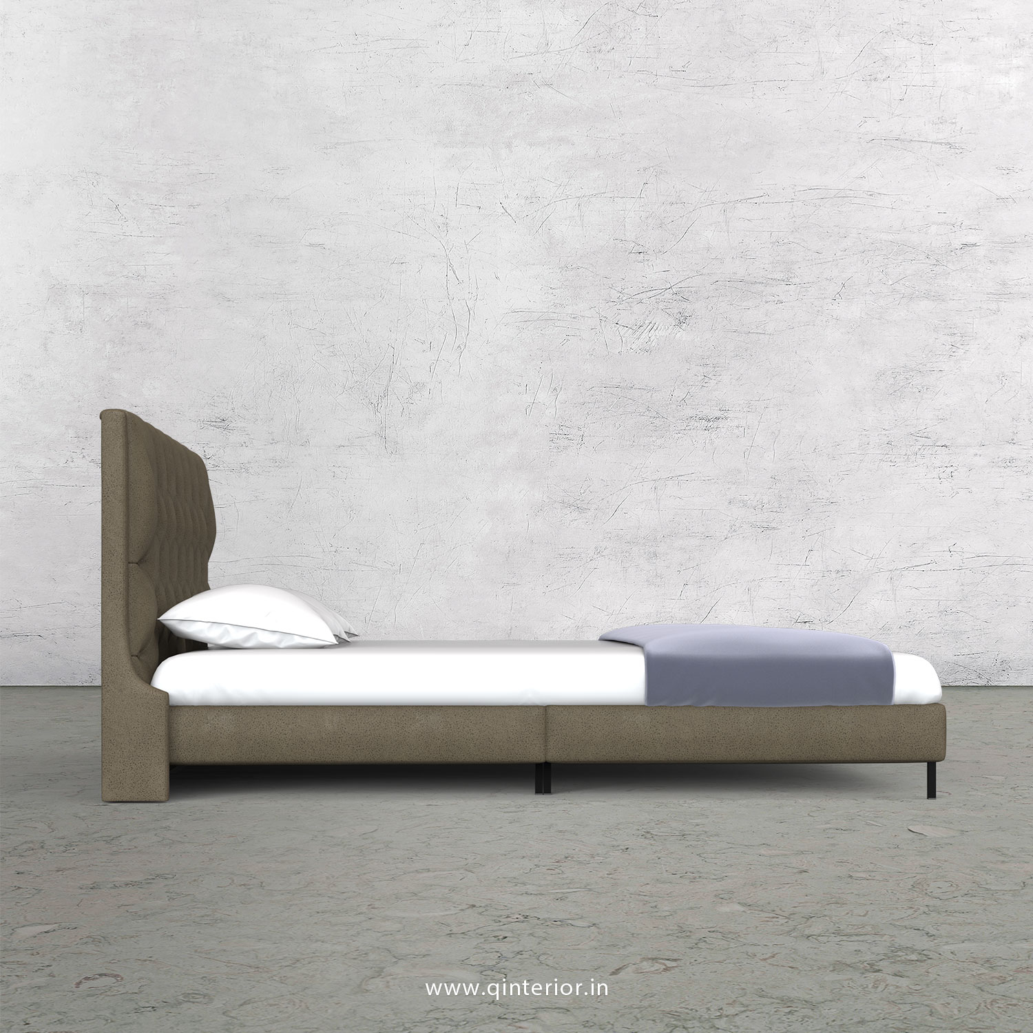 Scorpius King Size Bed in Fab Leather Fabric - KBD003 FL06