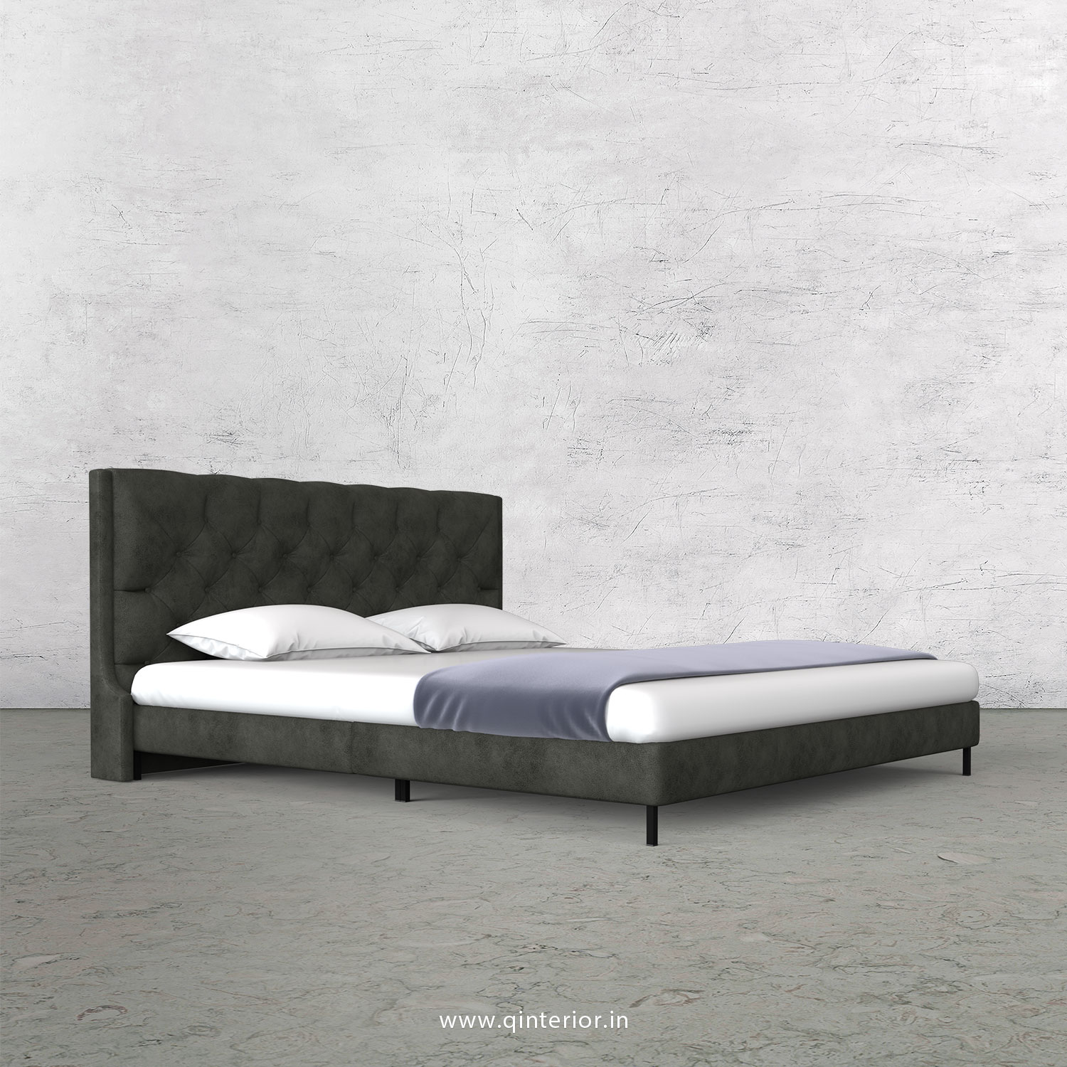 Scorpius Queen Size Bed with Fab Leather Fabric - QBD003 FL07