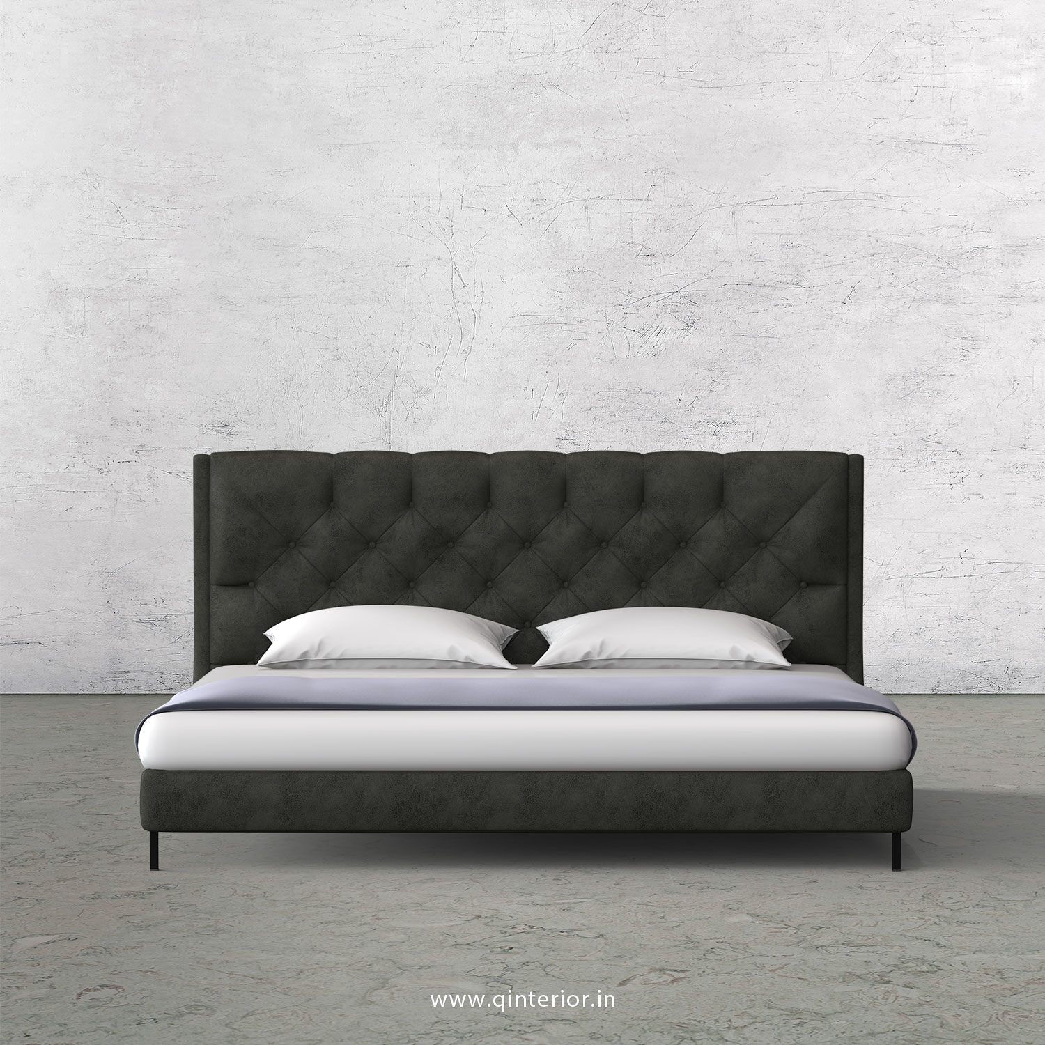 Scorpius Queen Size Bed with Fab Leather Fabric - QBD003 FL07