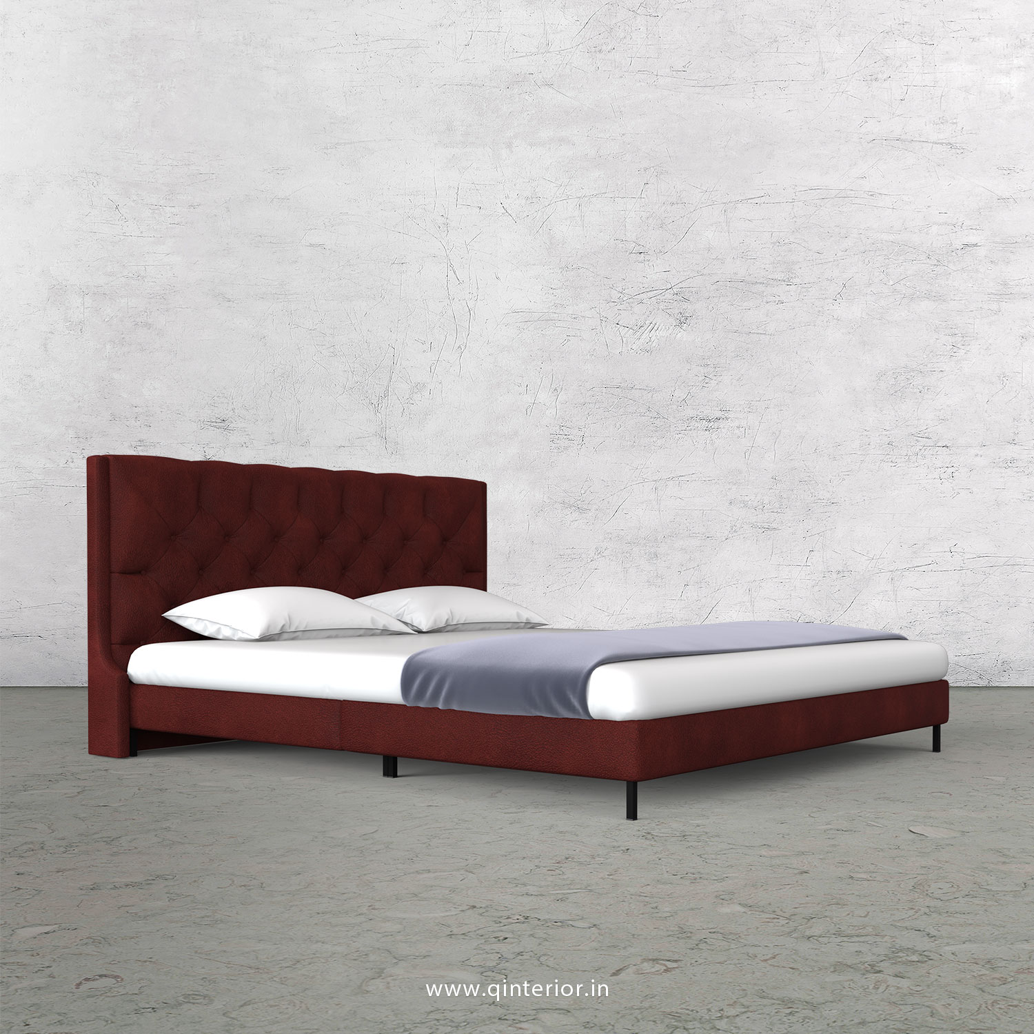 Scorpius King Size Bed in Fab Leather Fabric - KBD003 FL08
