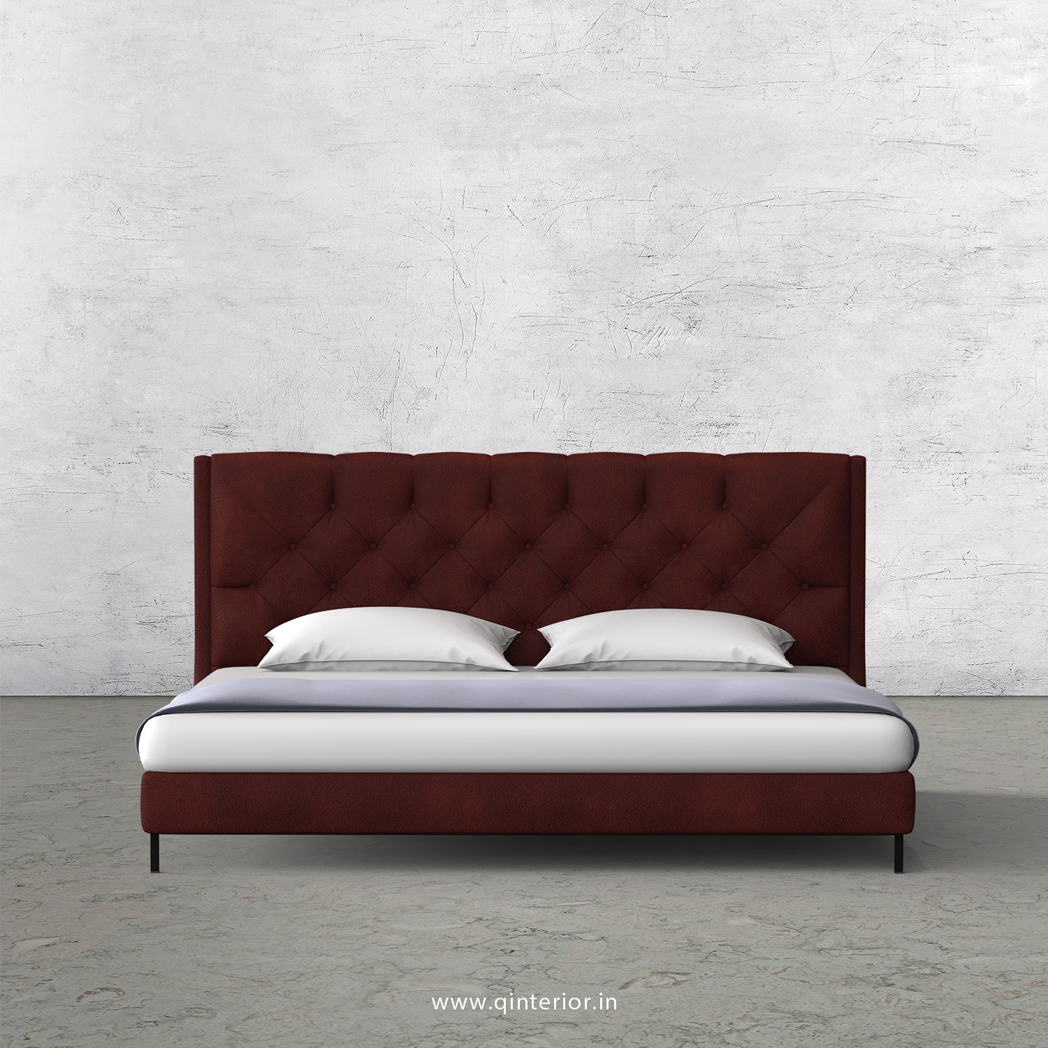 Scorpius Queen Size Bed with Fab Leather Fabric - QBD003 FL08
