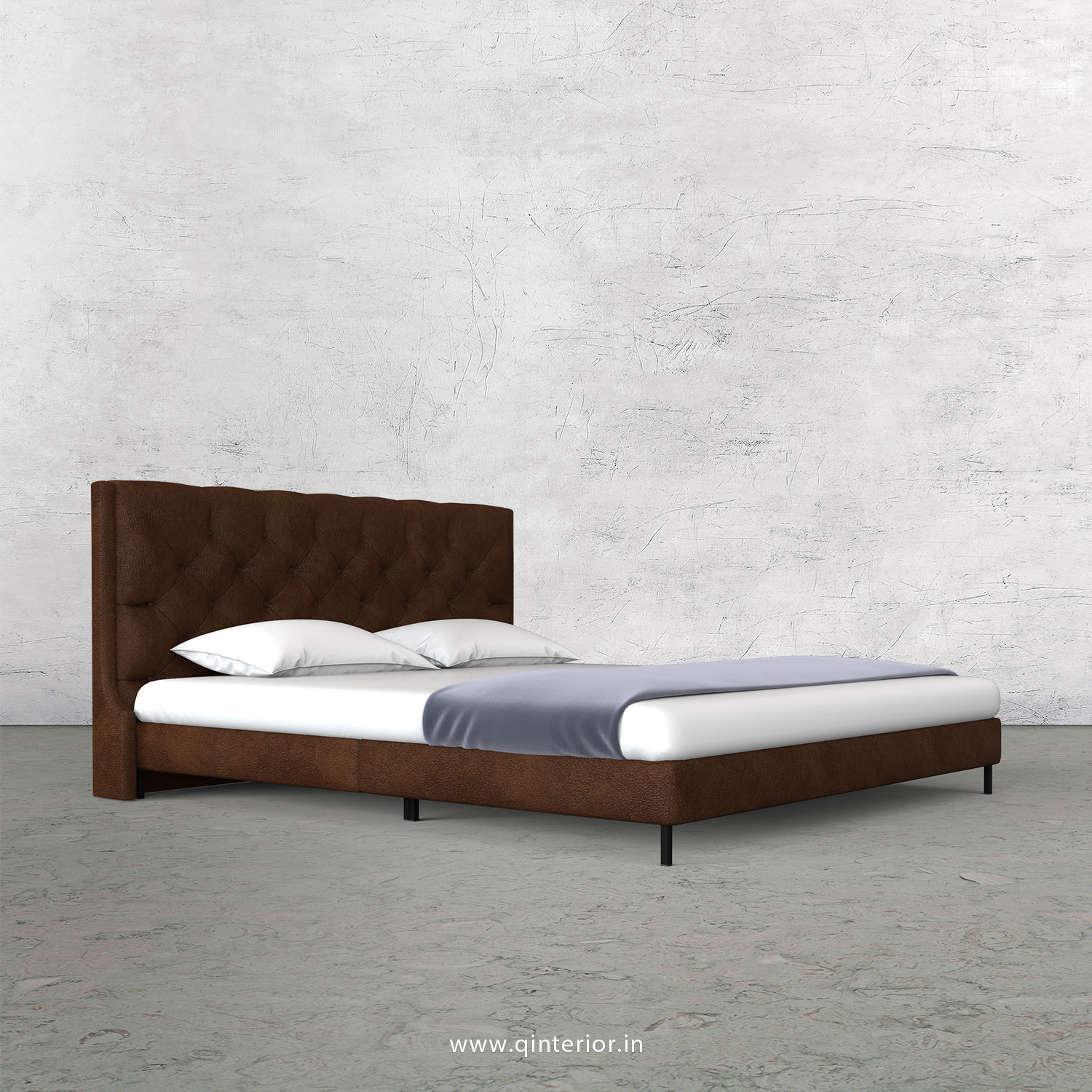 Scorpius Queen Size Bed with Fab Leather Fabric - QBD003 FL09
