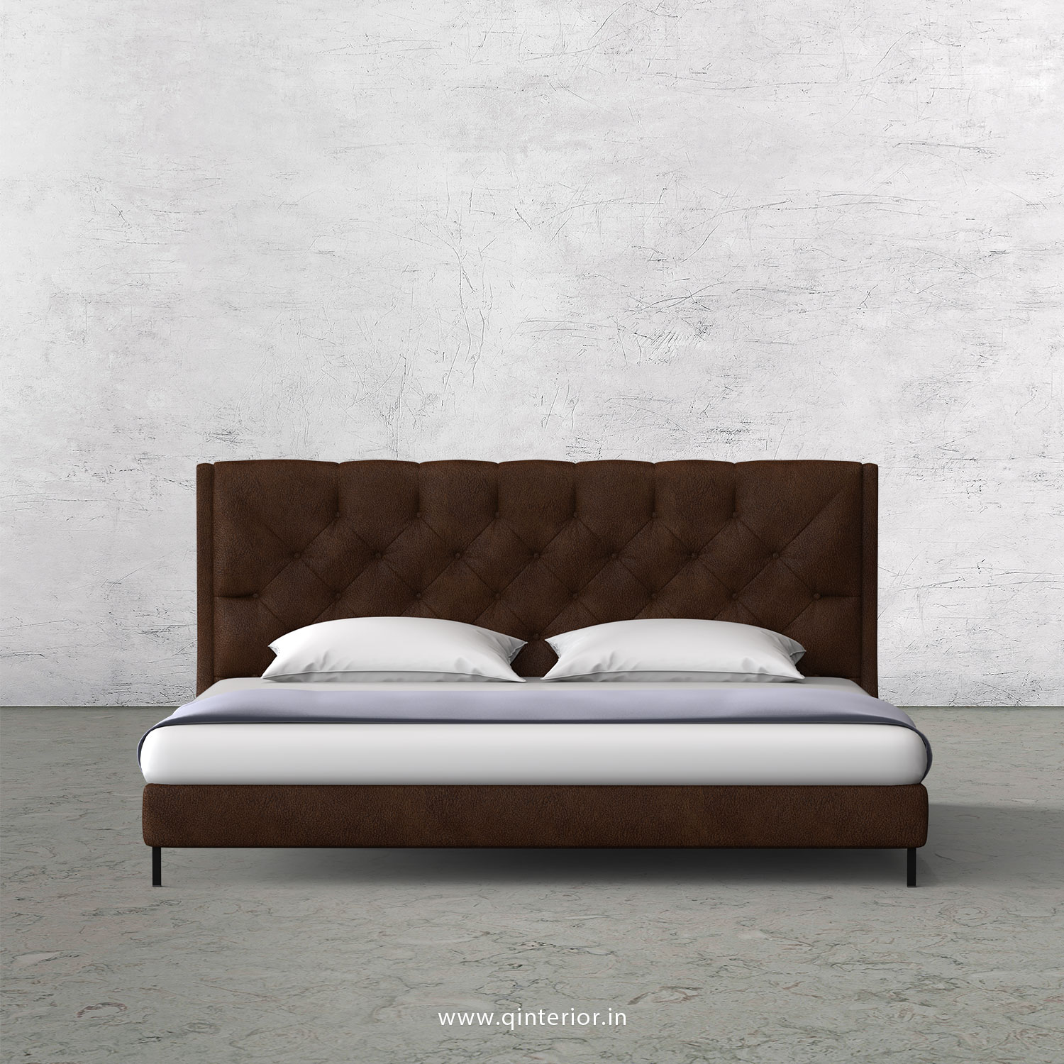 Scorpius Queen Size Bed with Fab Leather Fabric - QBD003 FL09