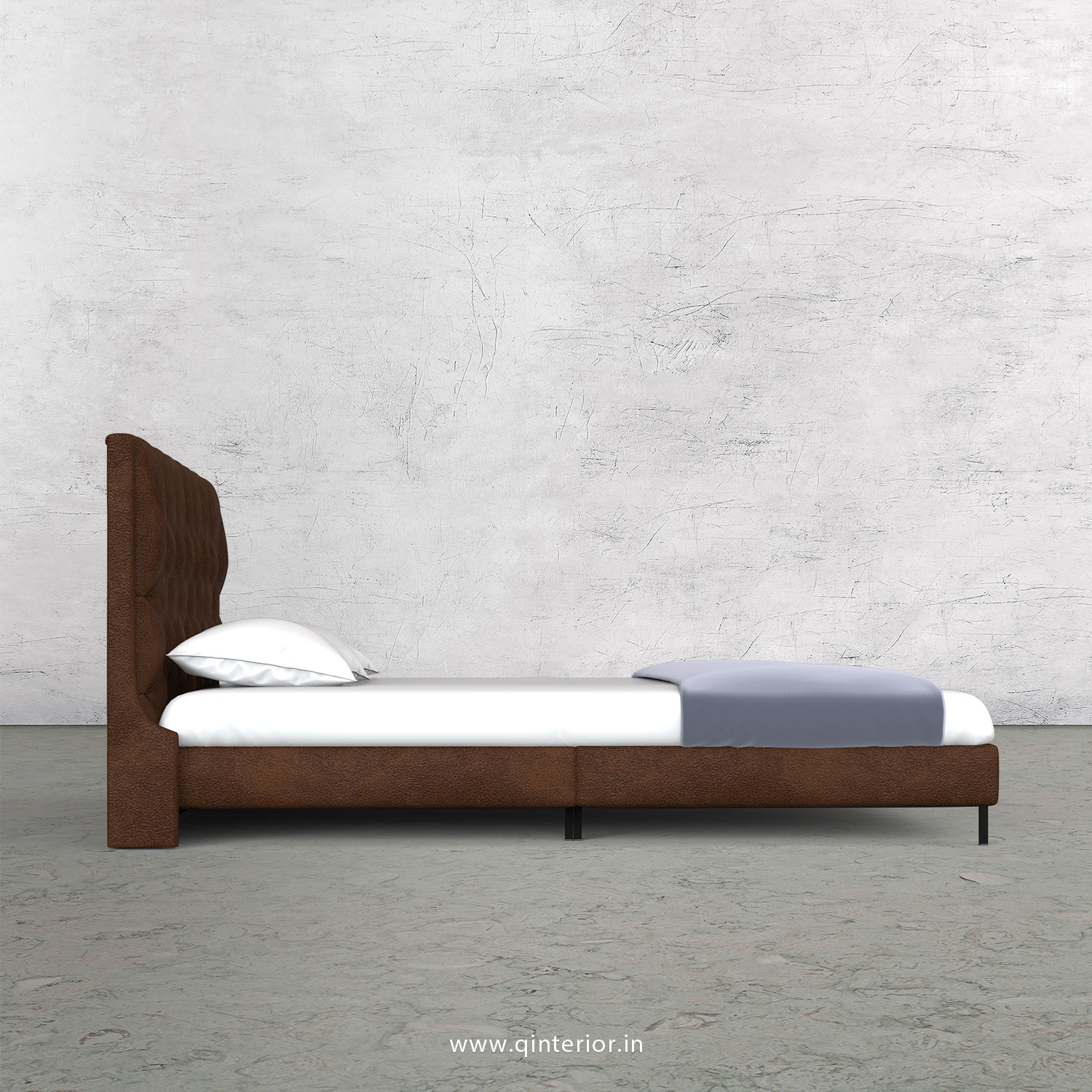 Scorpius King Size Bed in Fab Leather Fabric - KBD003 FL09