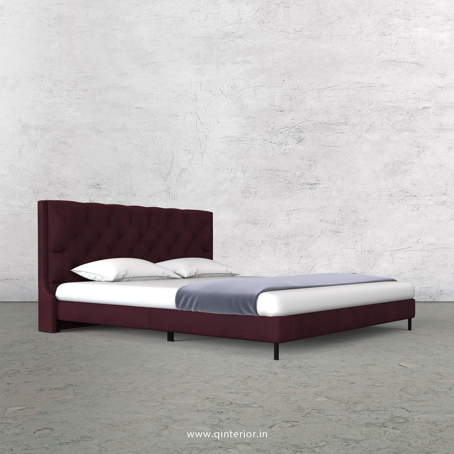 Scorpius Queen Size Bed with Fab Leather Fabric - QBD003 FL12