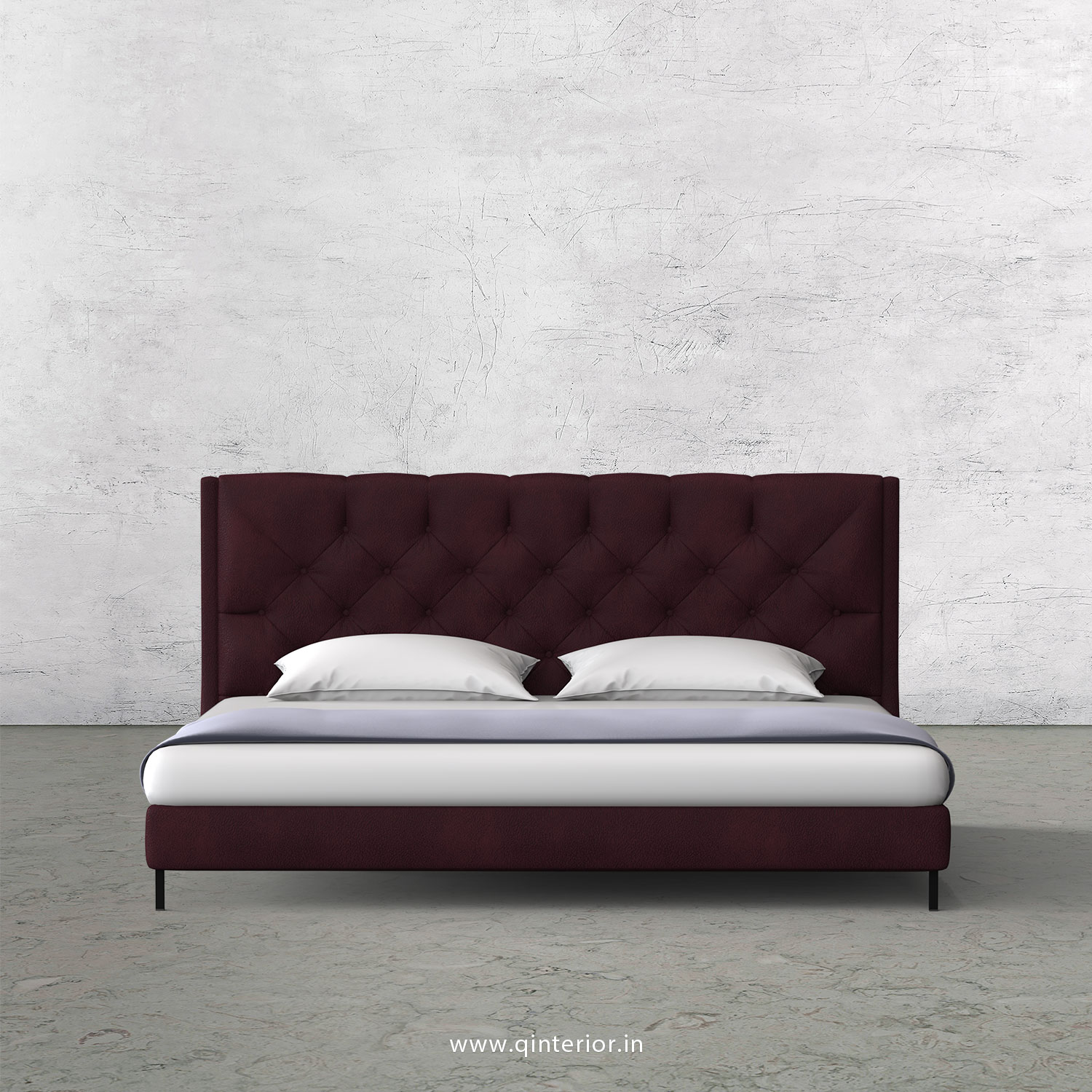 Scorpius Queen Size Bed with Fab Leather Fabric - QBD003 FL12