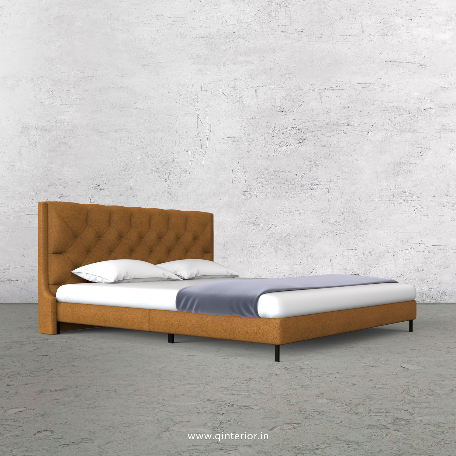 Scorpius King Size Bed in Fab Leather Fabric - KBD003 FL14