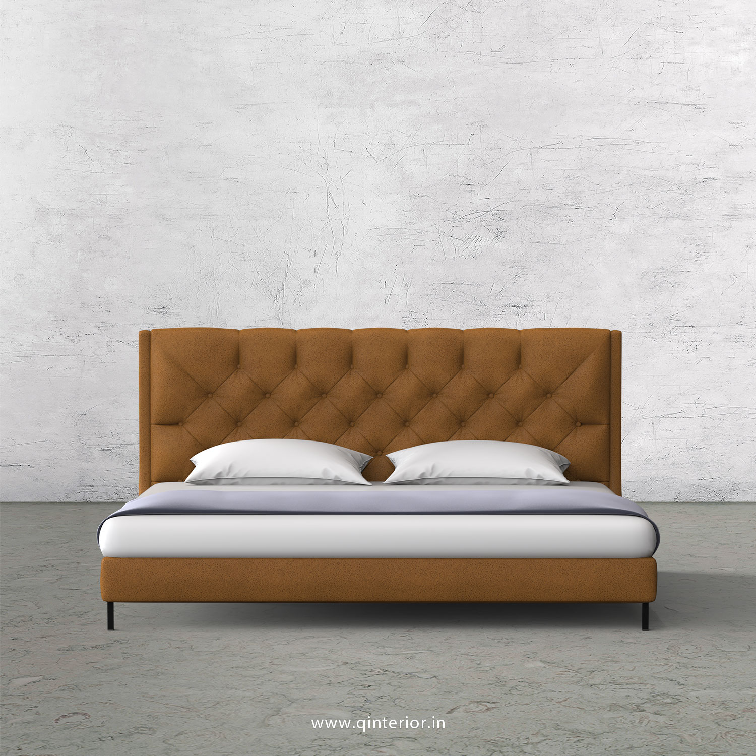 Scorpius King Size Bed in Fab Leather Fabric - KBD003 FL14
