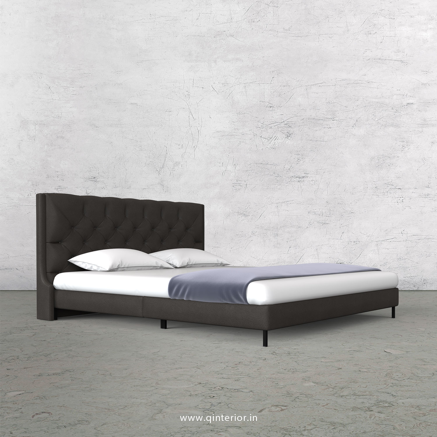 Scorpius Queen Size Bed with Fab Leather Fabric - QBD003 FL15