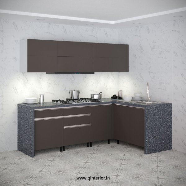 L Shape Kitchen in White and Slate Finish - KTL003