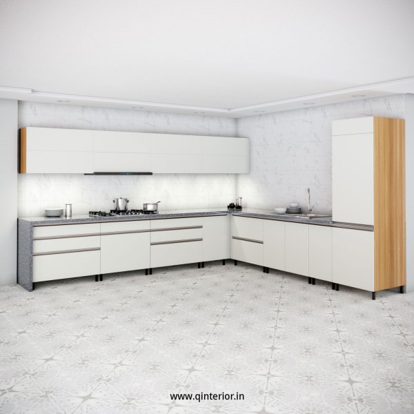 L Shape Kitchen in Oak and Pale Grey Finish - KTL001
