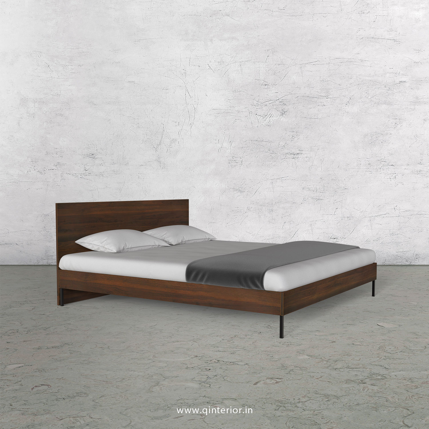 Stable King Size Bed in Walnut Finish - KBD105 C1