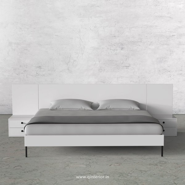 Stable King Size Bed with Side Tables in White Finish - KBD104 C4